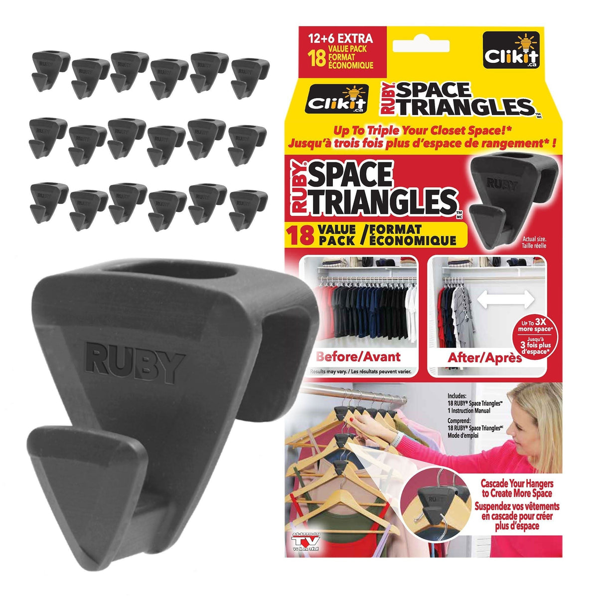 Ruby Space Saver Triangles, Black, 18-pk N8B2 - product image 1