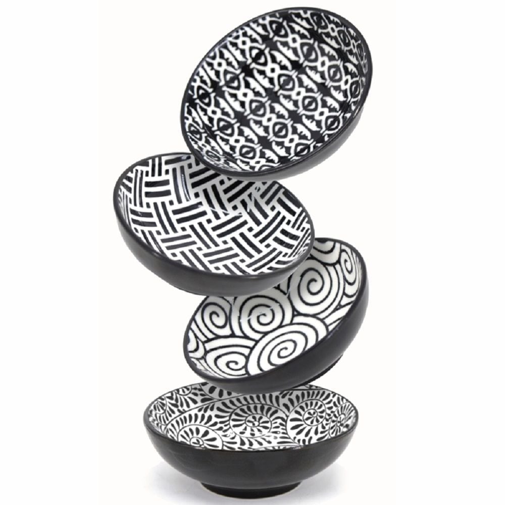 Black & White Patterned Mini Bowls Set, 8-cm, 4-pc M3V3 - product image 1