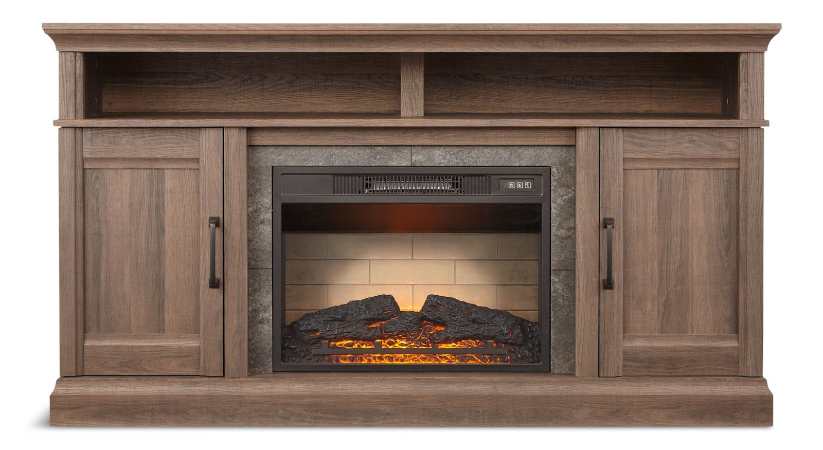 Abbotsford Media Console Electric Fireplace TV Stand, 60-in, 1400W, Includes Remote Control, Brown Z5W4 - product image 1