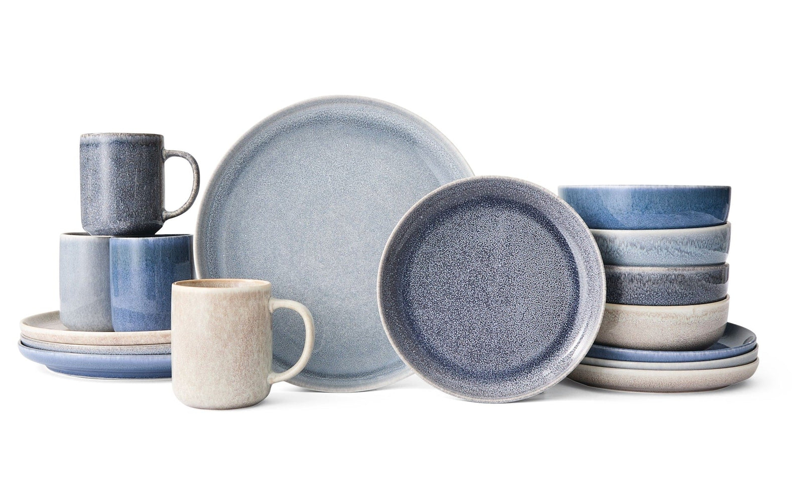 Agora 4-Tone Stoneware Dinnerware Set with Mugs, Serves 4, 16-pc, Coastal Blue H2L1 - product image 1