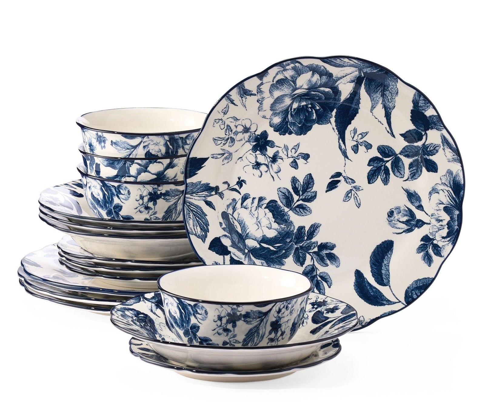 Augusta Stoneware Dinnerware Set, Serves 4, 16-pc, Blue Floral B1O9 - product image 1