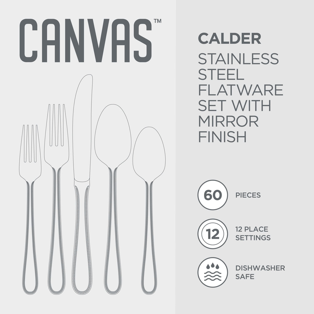 Beaded Edge Flatware Set, Serves 12, 60-pc Q9P9 - product image 1