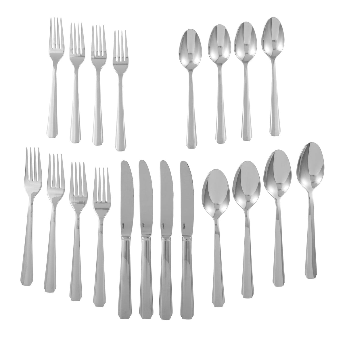Bevelled Octagonal Flatware Set, Serves 4, 20-pc, with Mirror Finish Y0N2 - product image 1