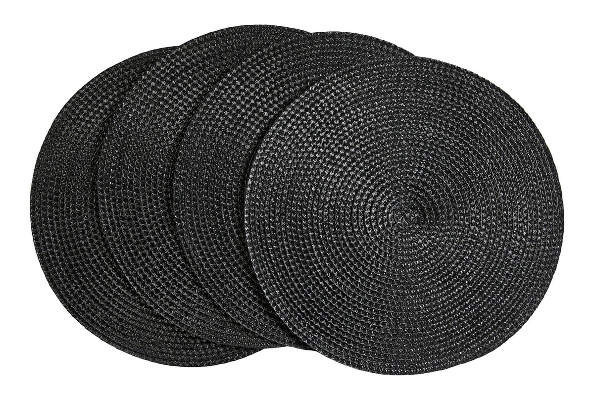 Braided Round Placemats, Black, 15-in Diameter, 4-pk N2P2 - product image 1