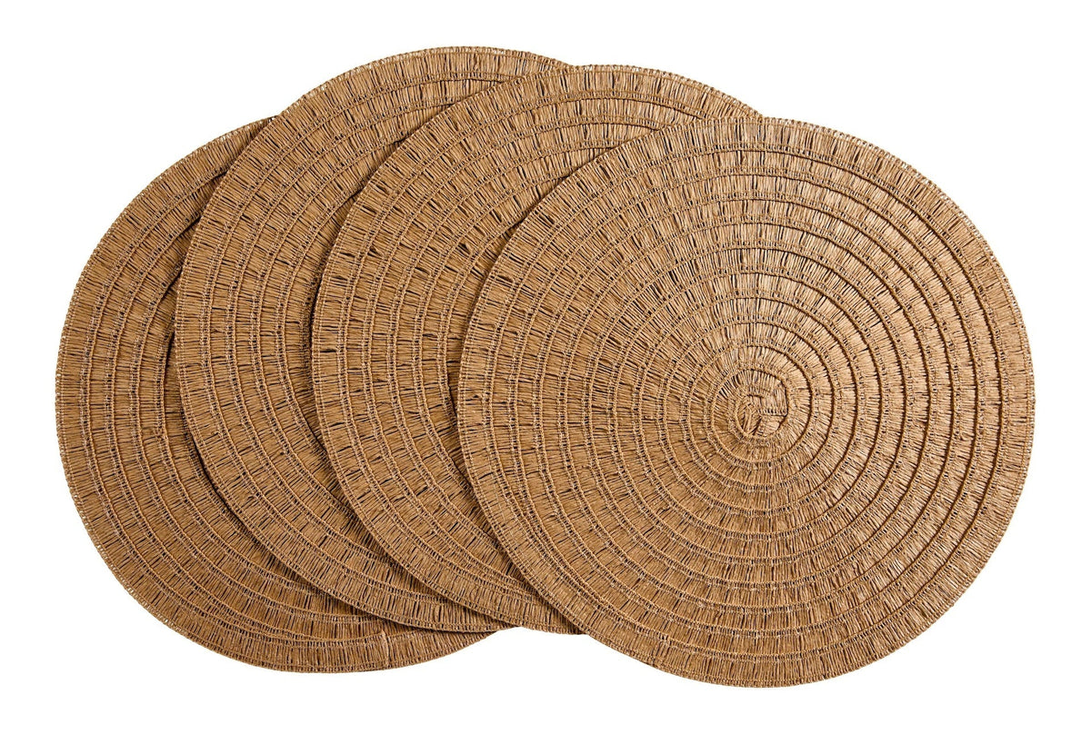 Crochet Natural Placemats, Round, Hand-woven, 4-pk F0L5 - product image 1