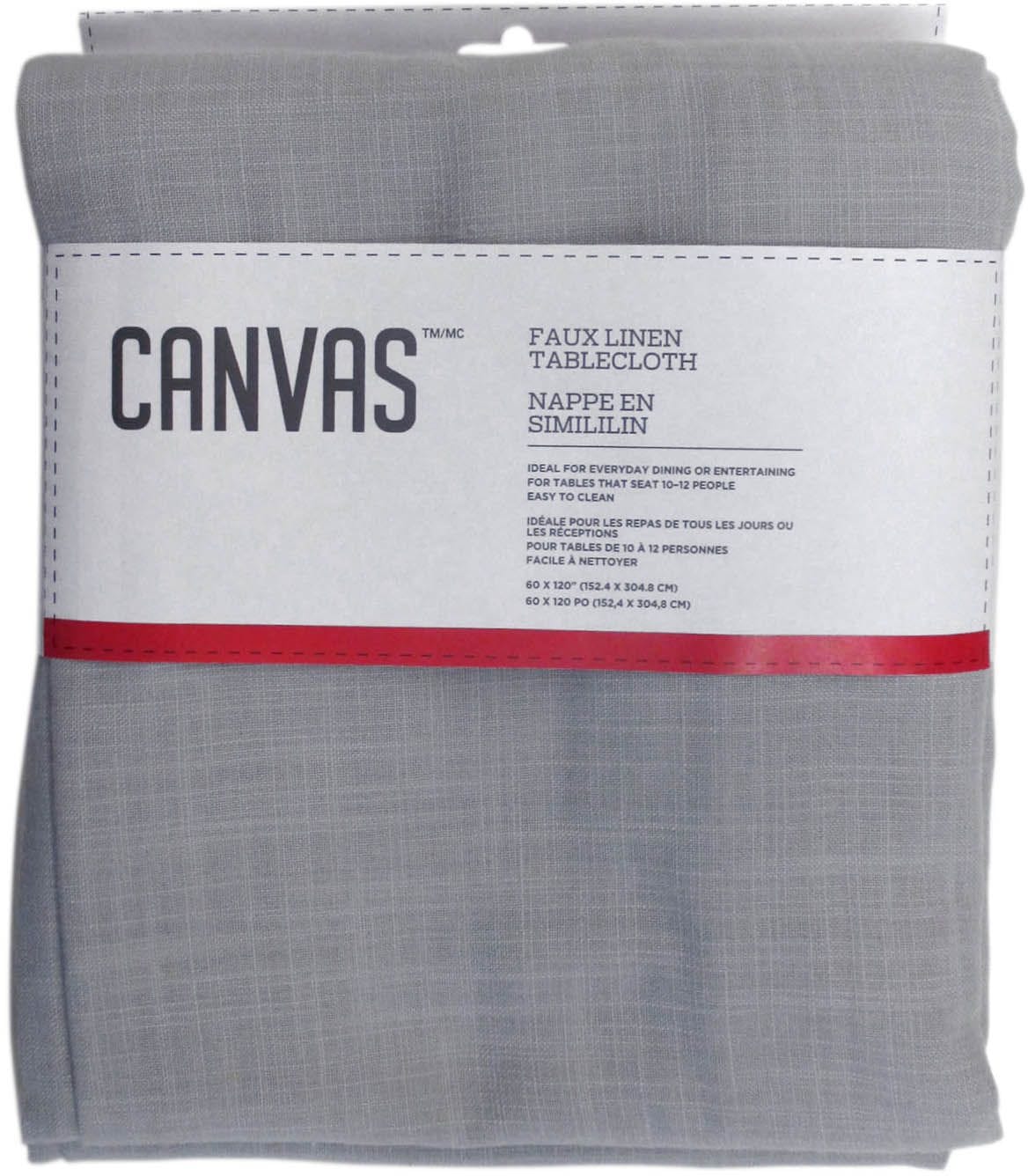 Faux Linen Rectangle Tablecloth, 60-in x 120-in, Light Grey U6X9 - product image 1