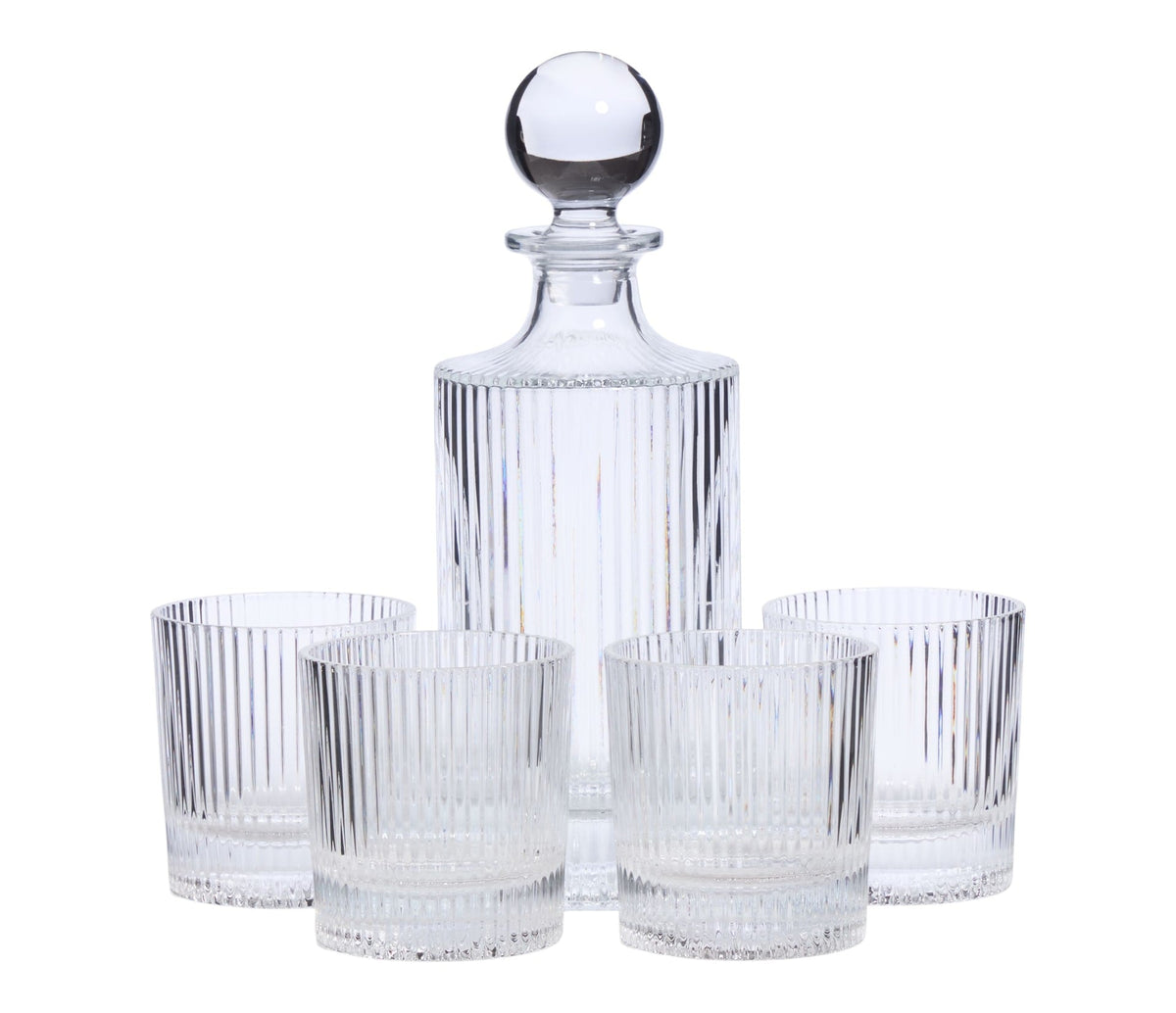 Fluted Decanter & Glasses Set, 5-pc X3J6 - product image 1
