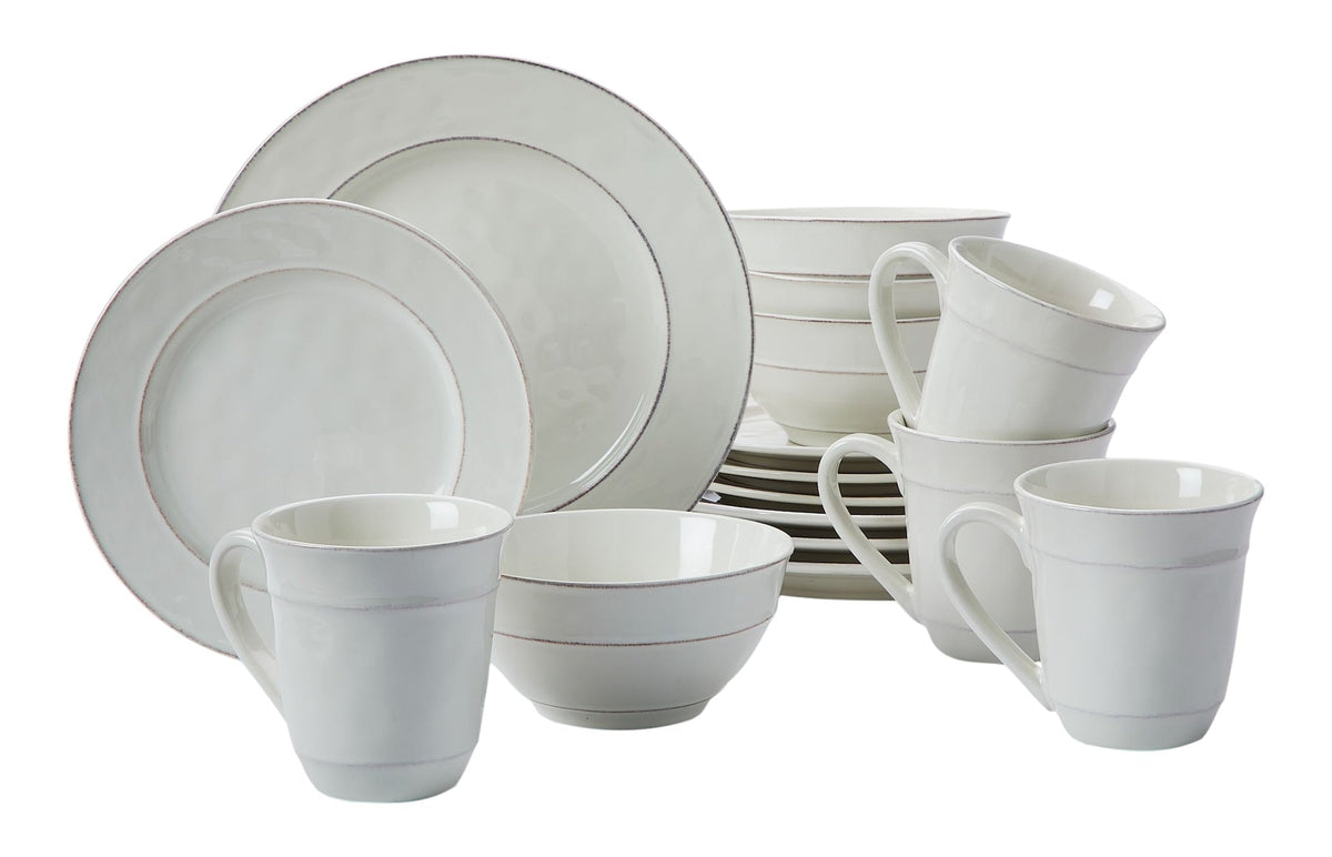 Gablehurst Stoneware Dinnerware Set with Mugs, Serves 4, 16-pc, Cream Reactive Glaze I0A5 - product image 1