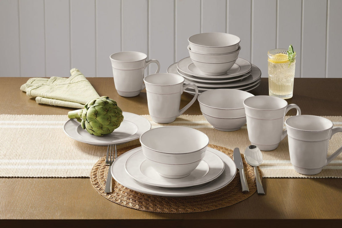 Gablehurst Stoneware Dinnerware Set with Mugs, Serves 4, 16-pc, Cream Reactive Glaze I0A5 - product image 4