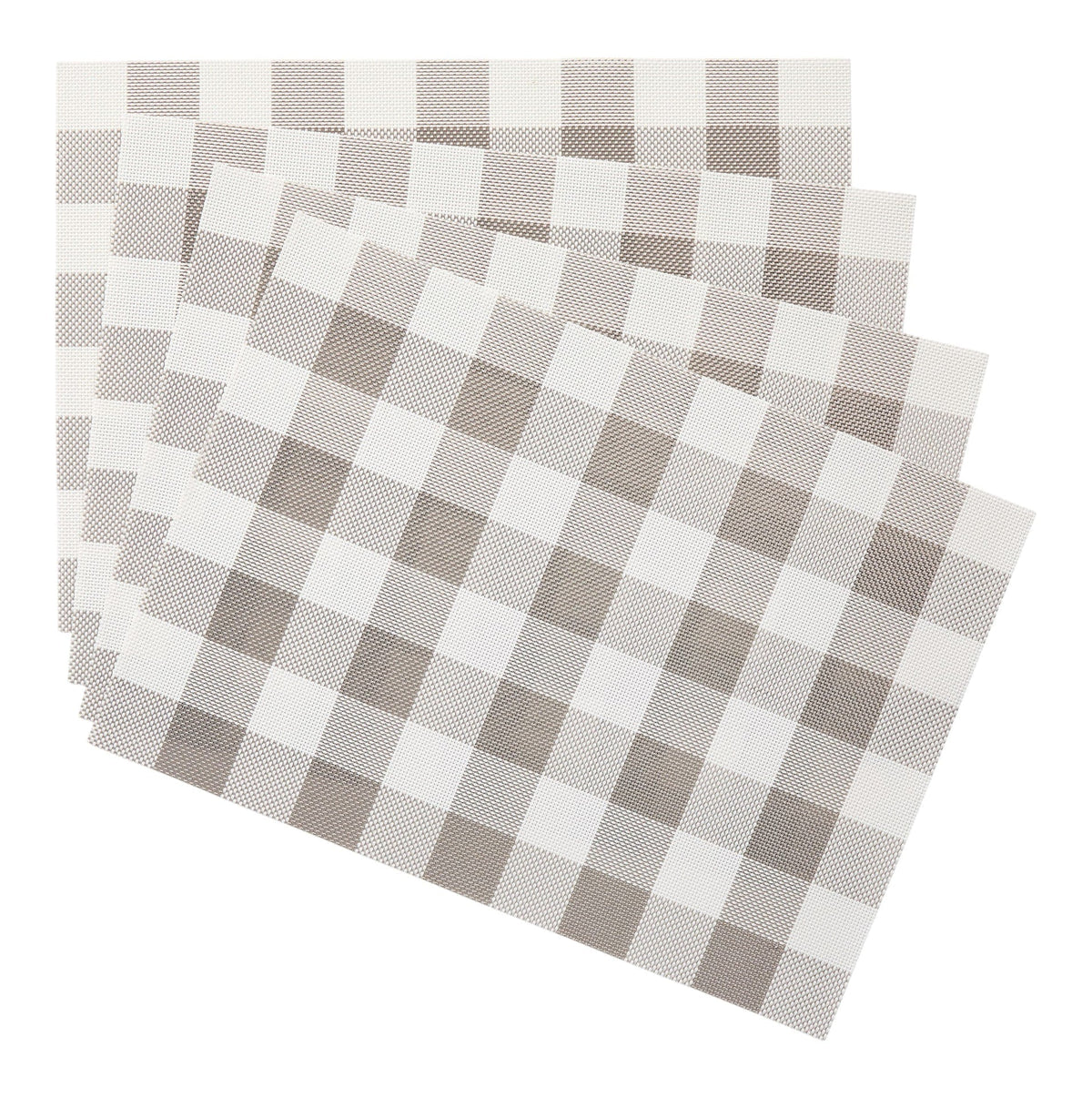 Gingham Plaid Checkered Rectangle Placemat, Silver/Ivory, 13-in x 18-in, 4-pk S5K5 - product image 1