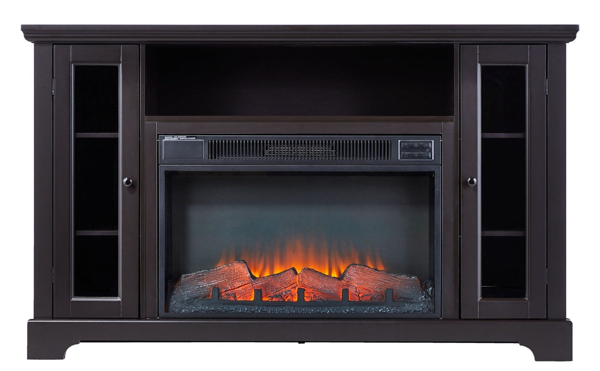 Kingwood Media Electric Fireplace TV Stand, 57-in, 1500W, Includes Remote Control, Brown L4H9 - product image 1
