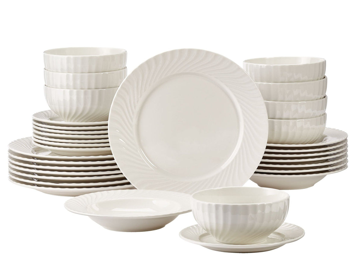 Milliken Embossed Stoneware Dinnerware Set, Serves 8, 32-pc, White L1H3 - product image 1