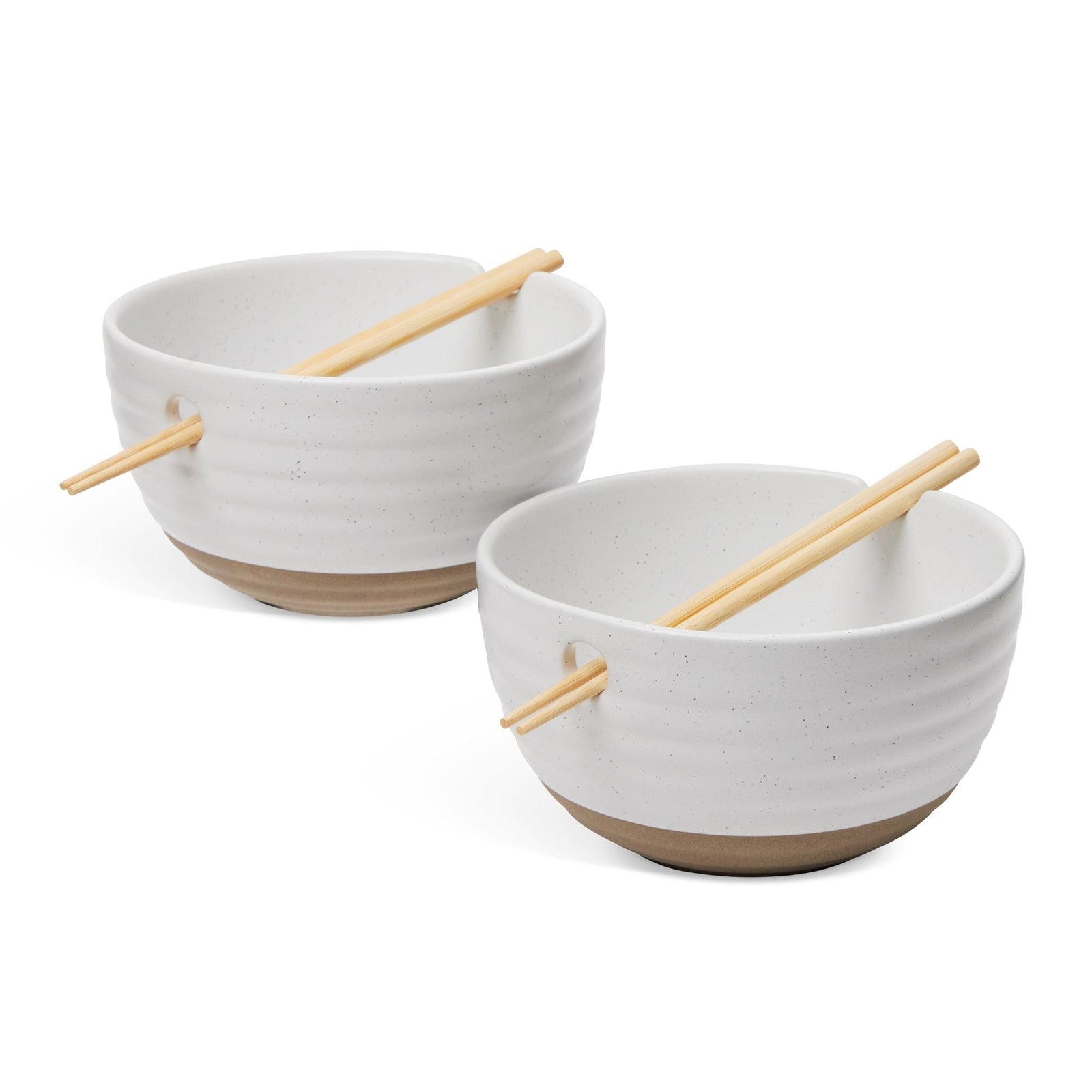 Noodle Bowl with Chopsticks Set, Serves 2, 4-pc, White O7C5 - product image 1