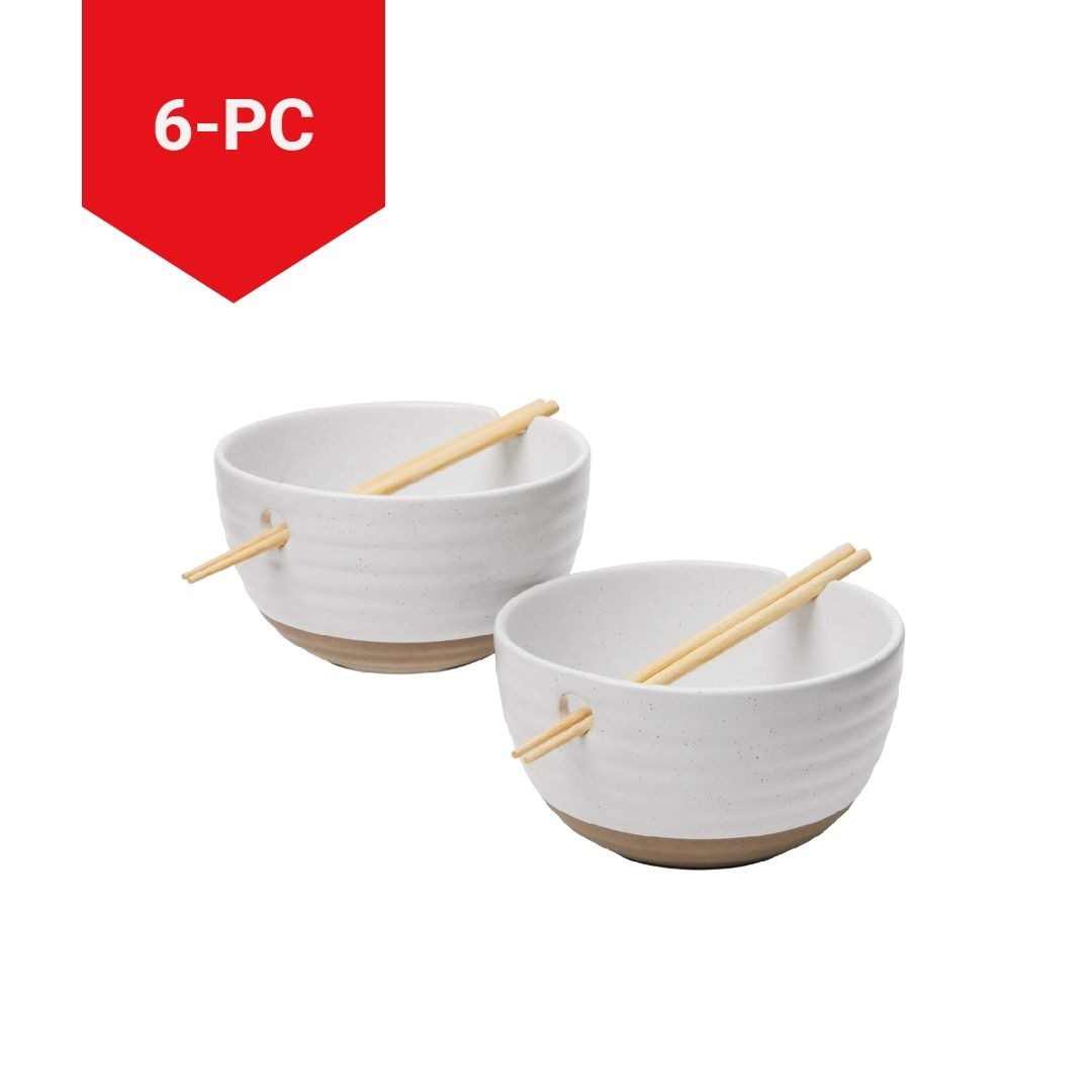Noodle Bowl with Chopsticks Set, Serves 2, 4-pc, White O7C5 - product image 3