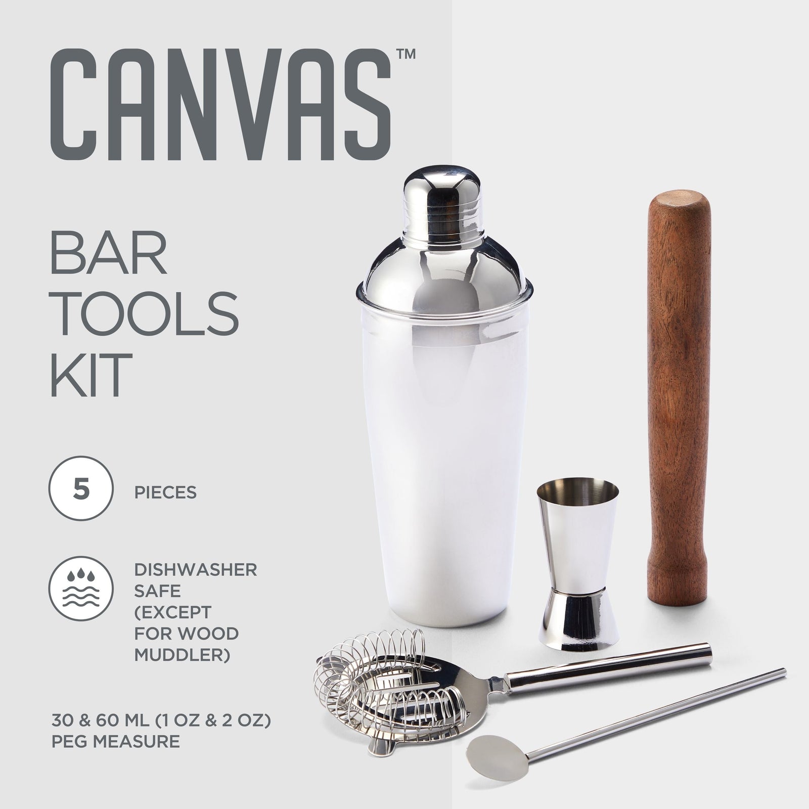 Stainless Steel Cocktail Making Set, 5-pc R9O0 - product image 3