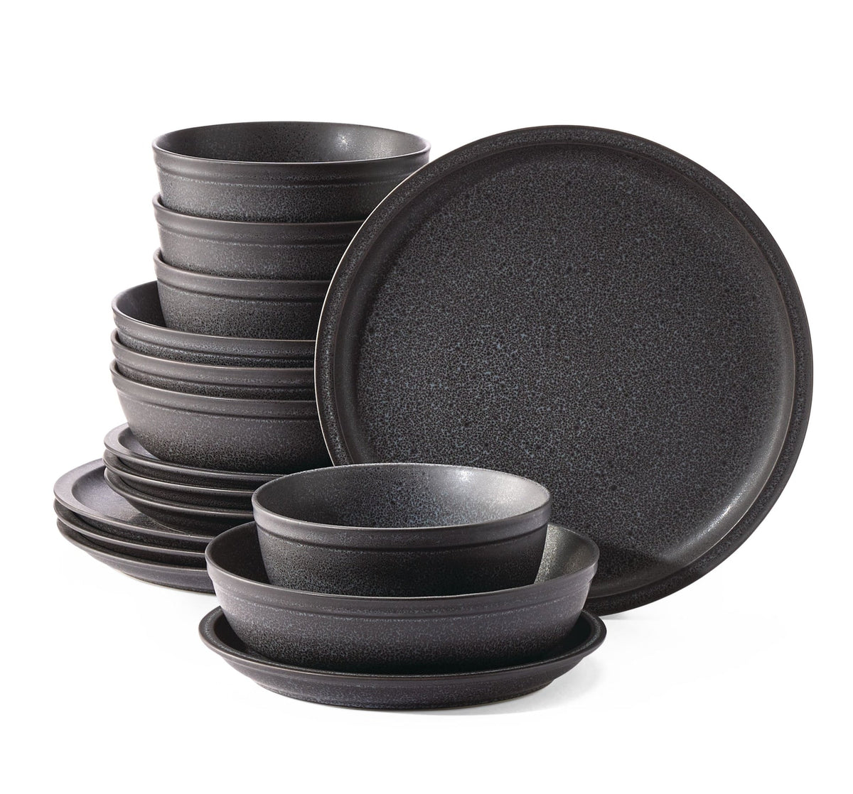 Varennes Stoneware Dinnerware Set, Serves 4, 16-pc, Black Reactive Glaze W9L0 - product image 1