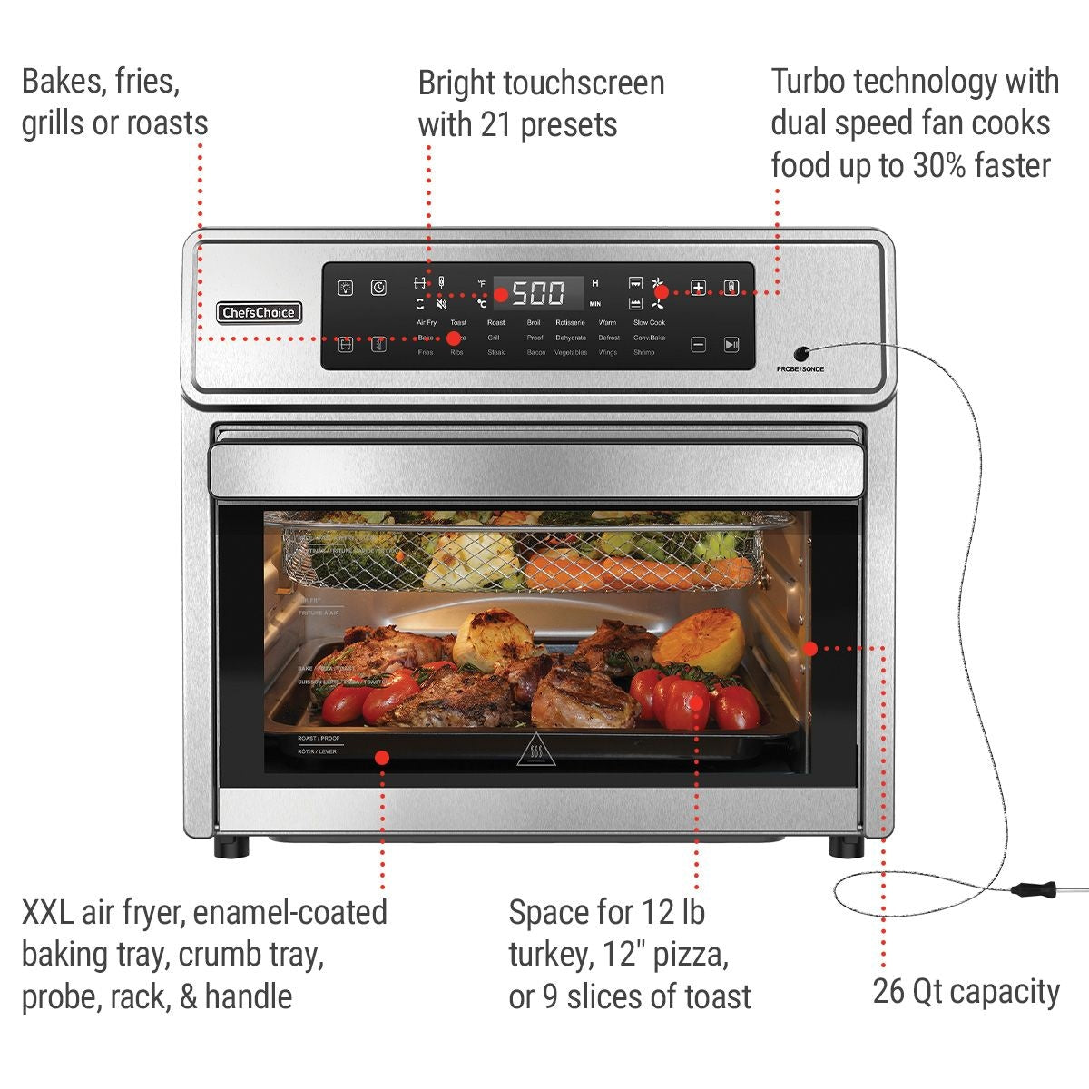 Performance Digital Air Fryer with Smart Probe, 26-qt O3D6 - product image 2