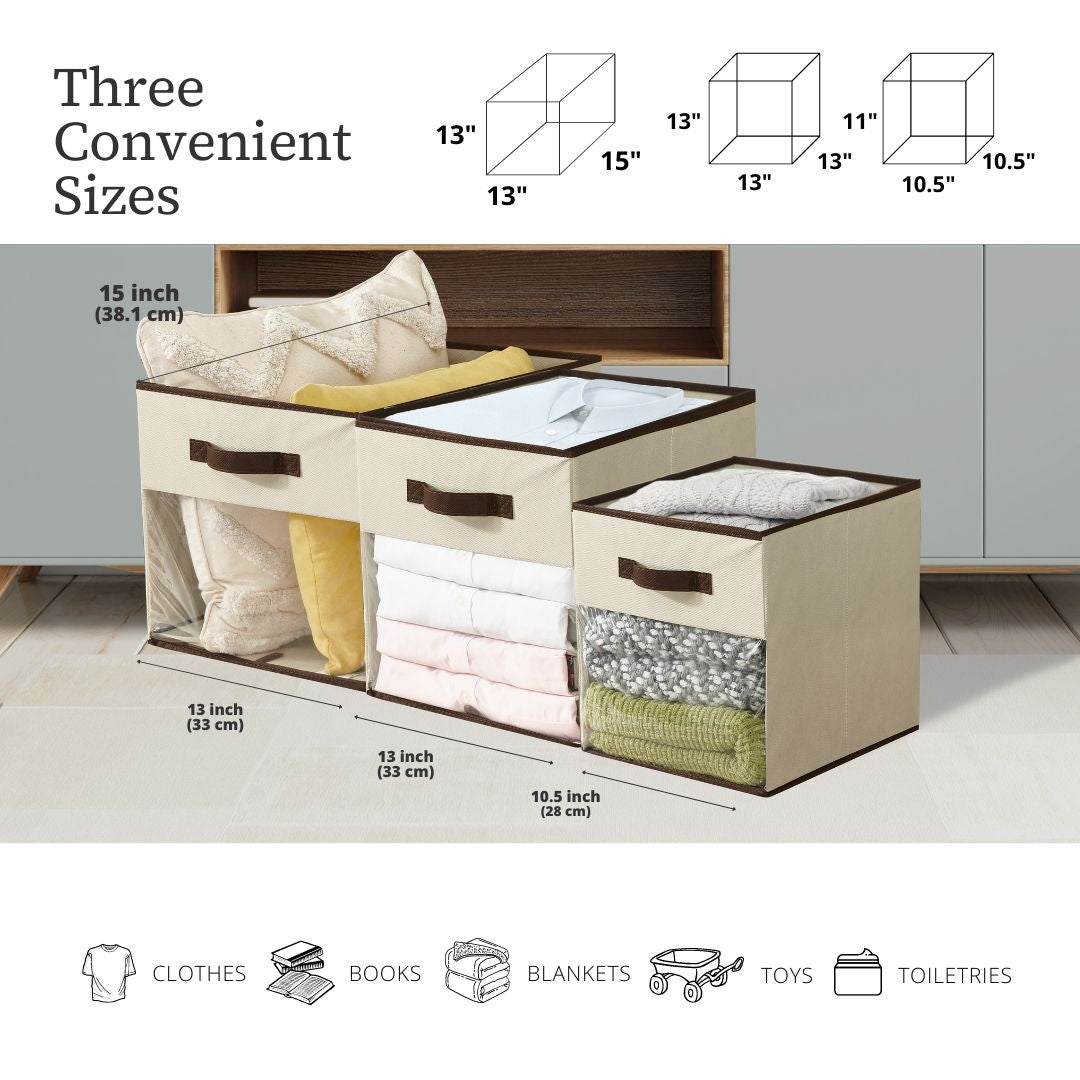 Collapsible Transparent Front Cube, 11-in, 6-pk, Beige I2E1 - product image 4