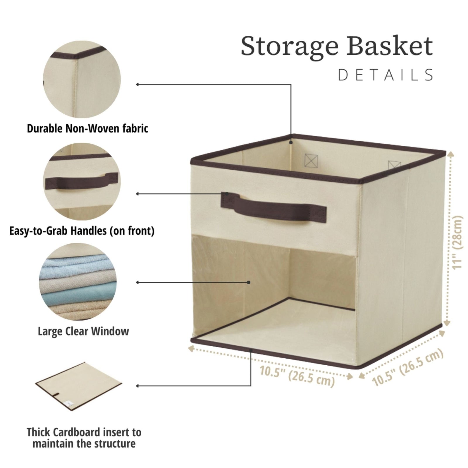 Collapsible Transparent Front Cube, 11-in, 6-pk, Beige I2E1 - product image 8