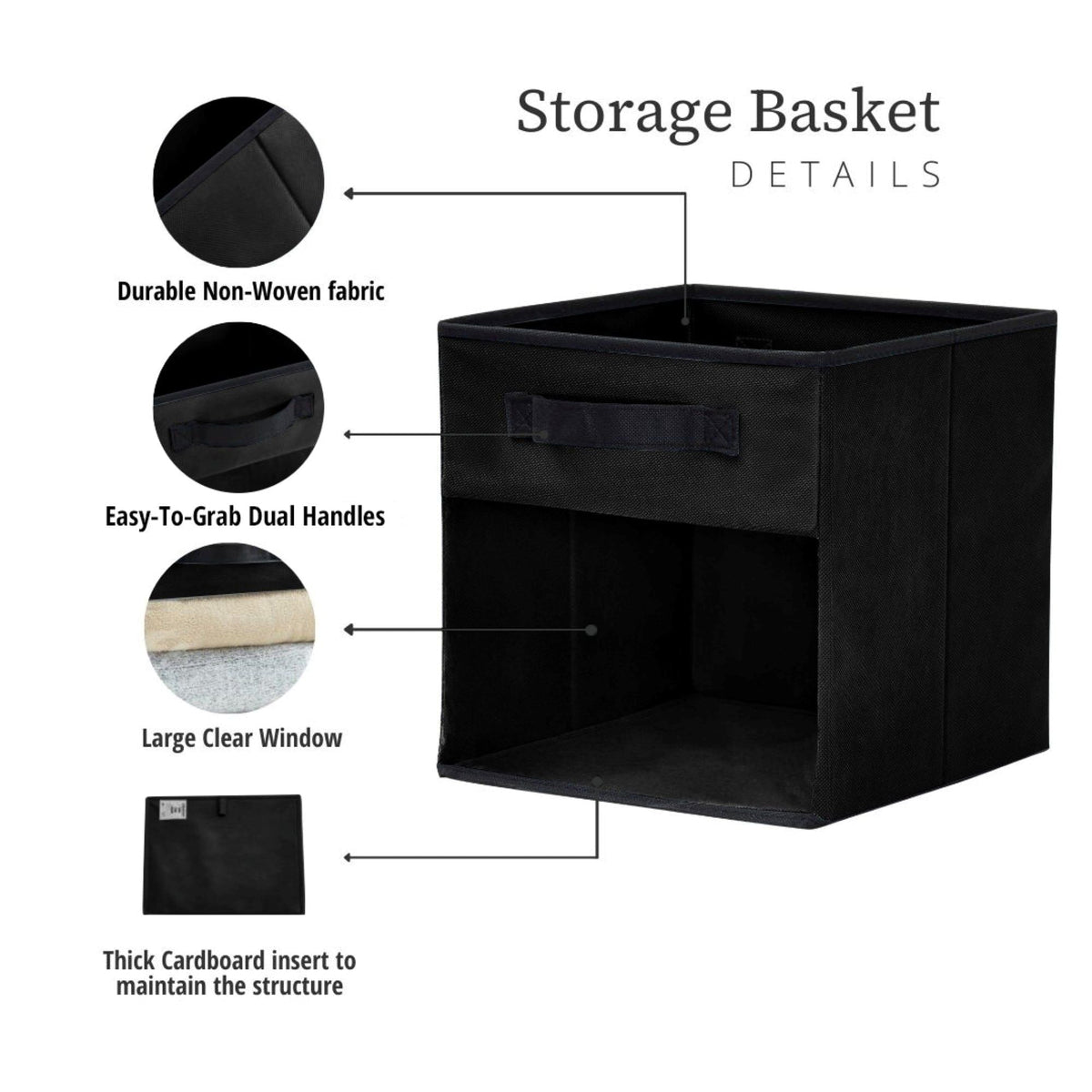 Collapsible Transparent Front Cube, 11-in, 6-pk, Black F5I2 - product image 3