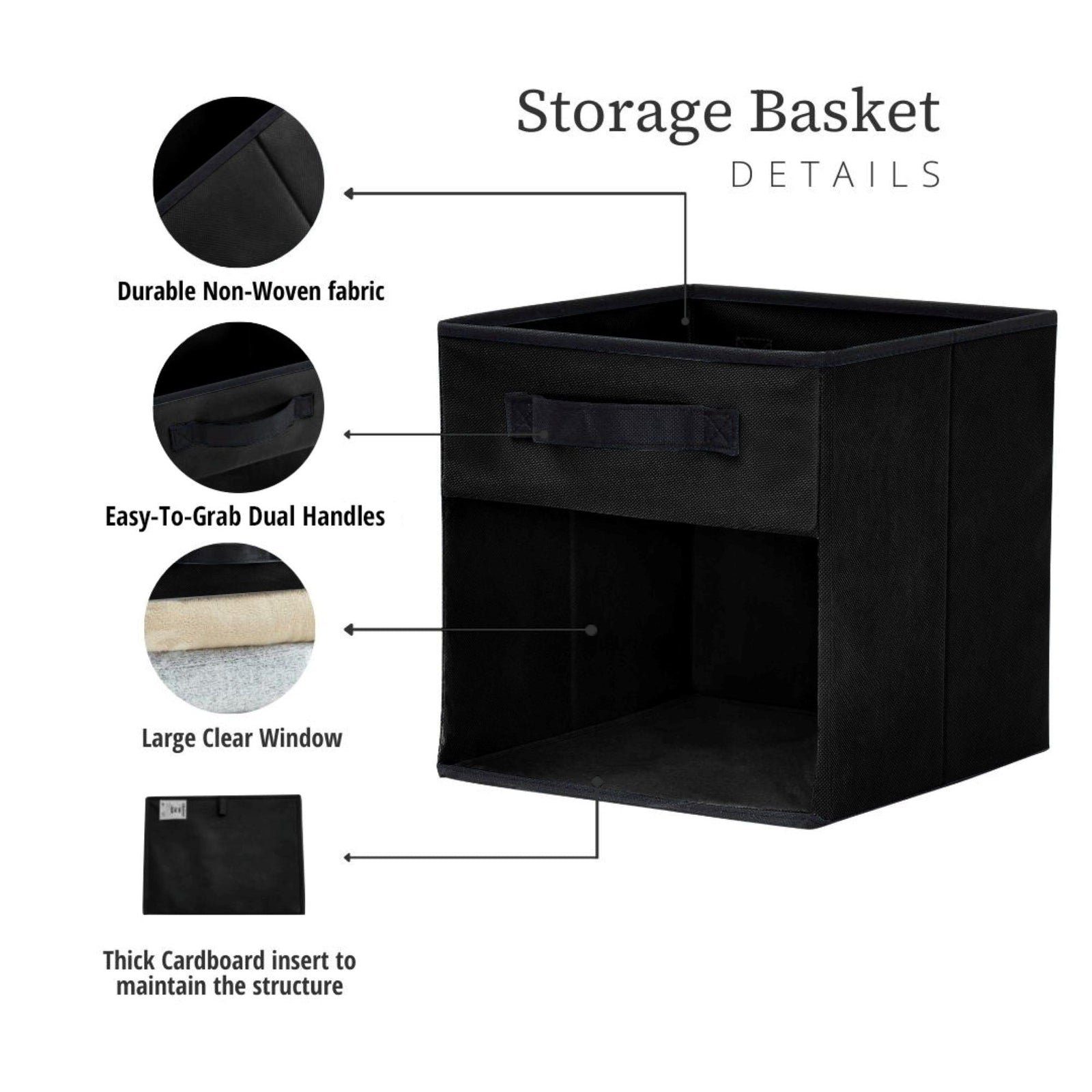 Collapsible Transparent Front Cube, 11-in, 6-pk, Black M2F9 - product image 3