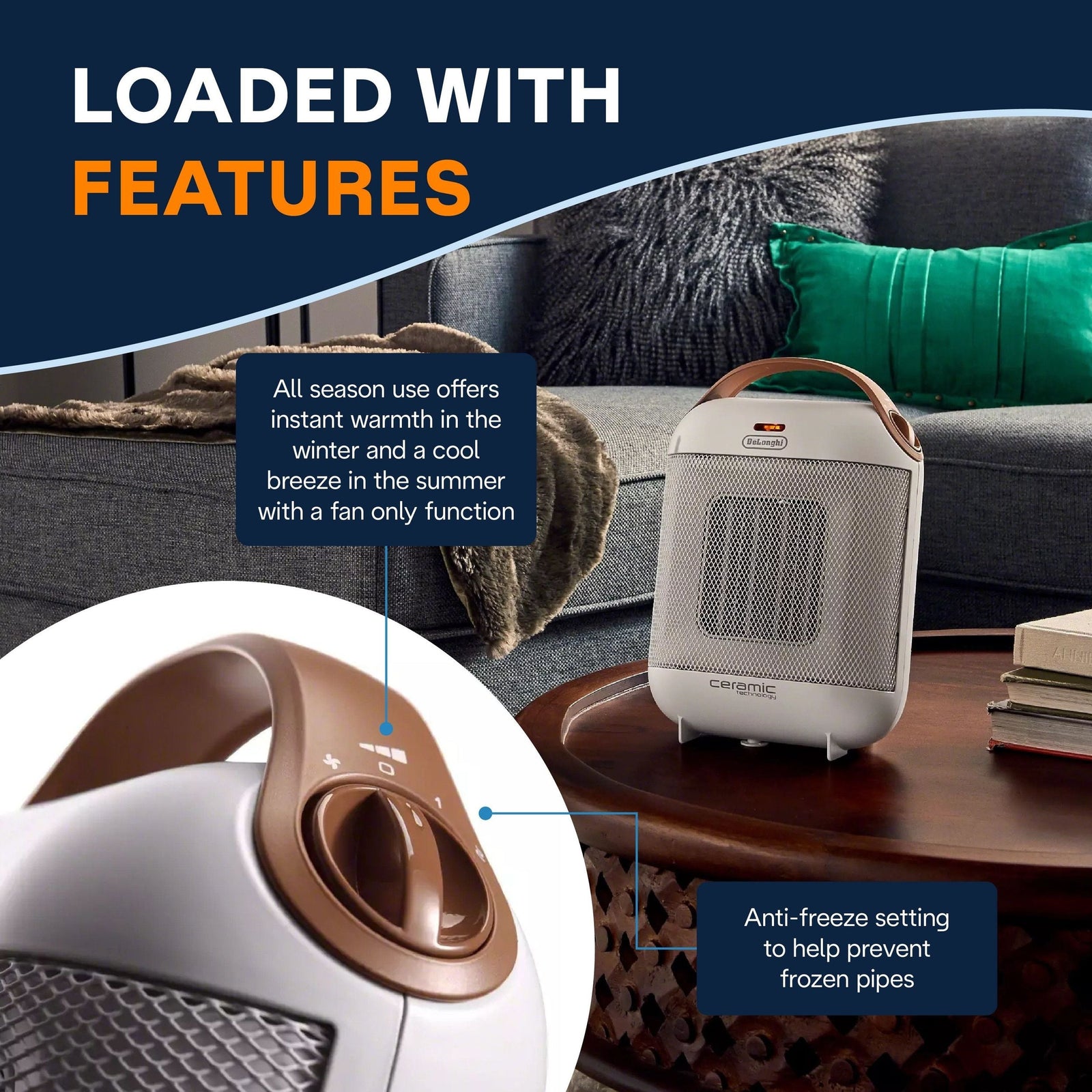 HFX30C15WCA Capsule Ceramic Fan Heater, White X4G1 - product image 7