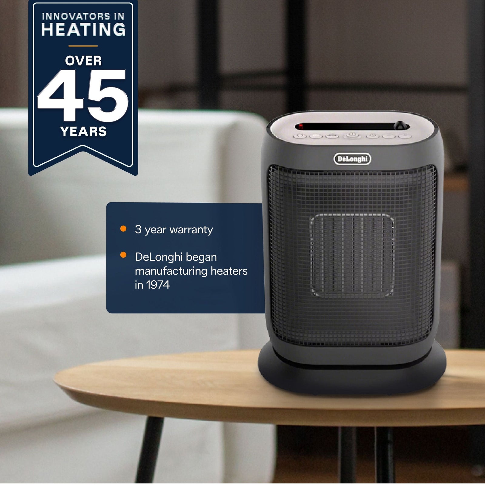 HFX42T15GI Oscillating Compact Ceramic Space Heater, 1500W, Grey L3D5 - product image 2