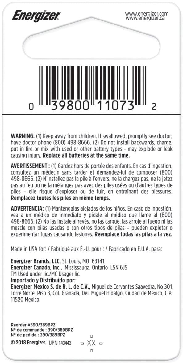 Silver Oxide 1-pk 390/389 LR1130 AG10 1.5V / 1.5 Volt Button Cell Battery N2X4 - product image 2