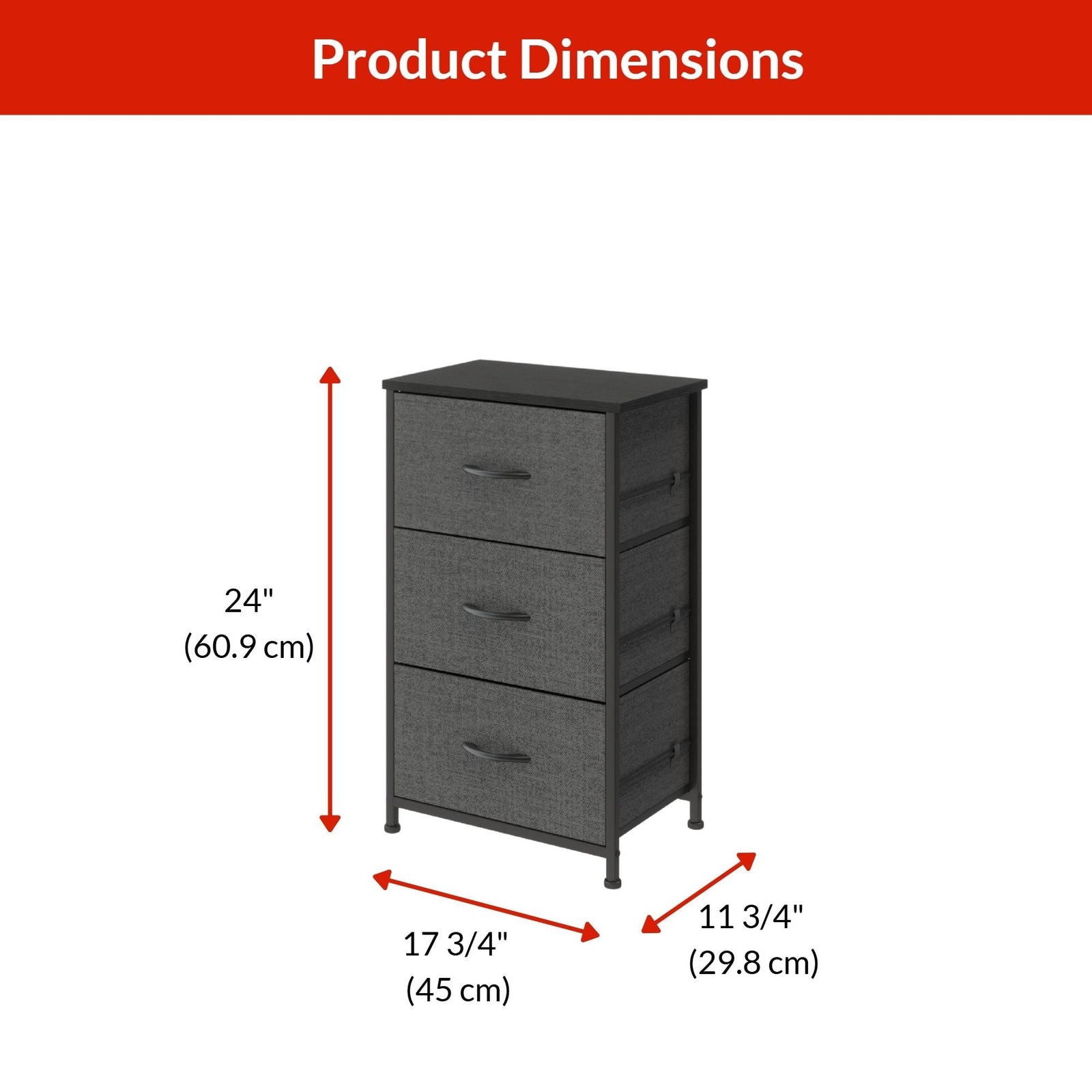 Fabric 3-Drawer Storage Organizer, Grey R1O4 - product image 1