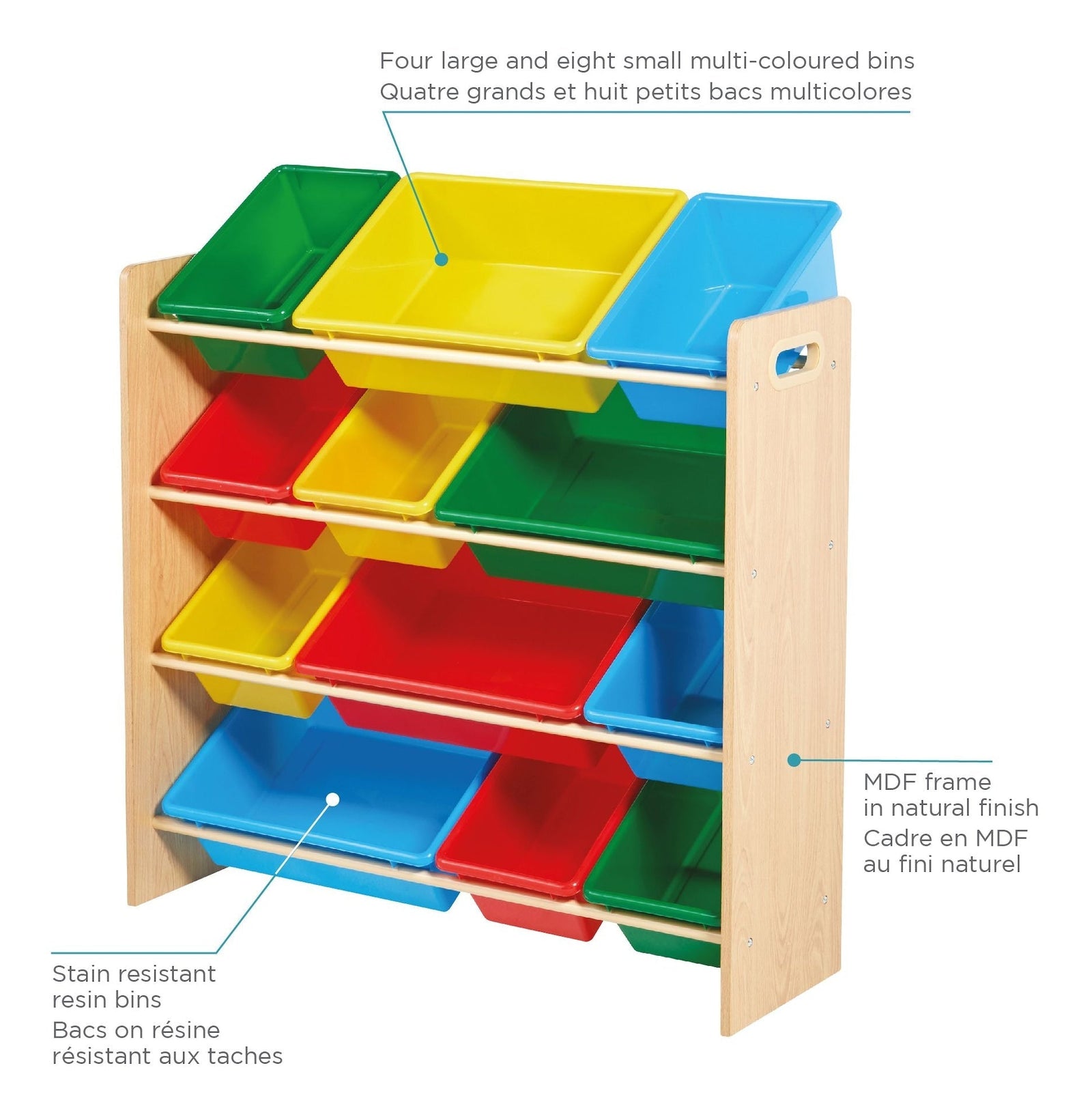 Kids 12-Bin Bedroom/Playroom Toy Storage Organizer, Yellow N9B2 - product image 5