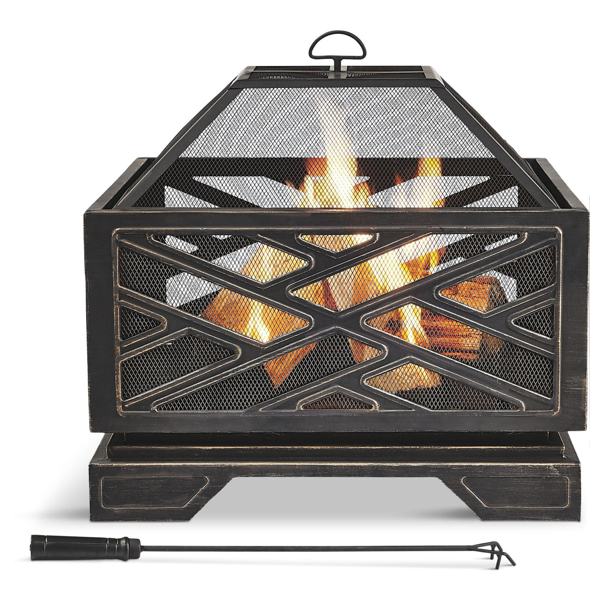 Lawrence Steel Outdoor Wood Burning Fire Pit with Fireplace Poker, 25 x 25 x 26-in O4H4 - product image 3