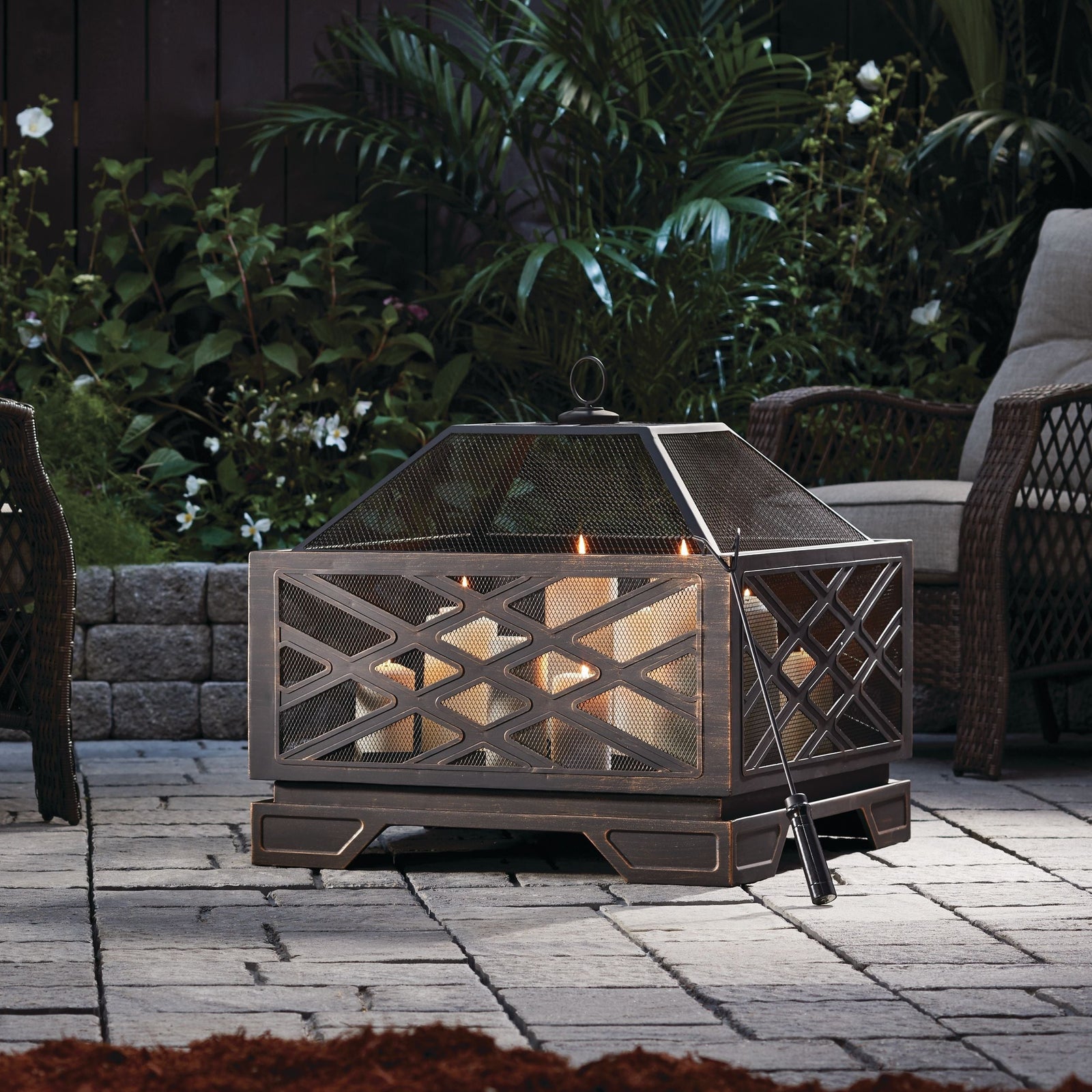 Lawrence Steel Outdoor Wood Burning Fire Pit with Fireplace Poker, 25 x 25 x 26-in O4H4 - product image 5
