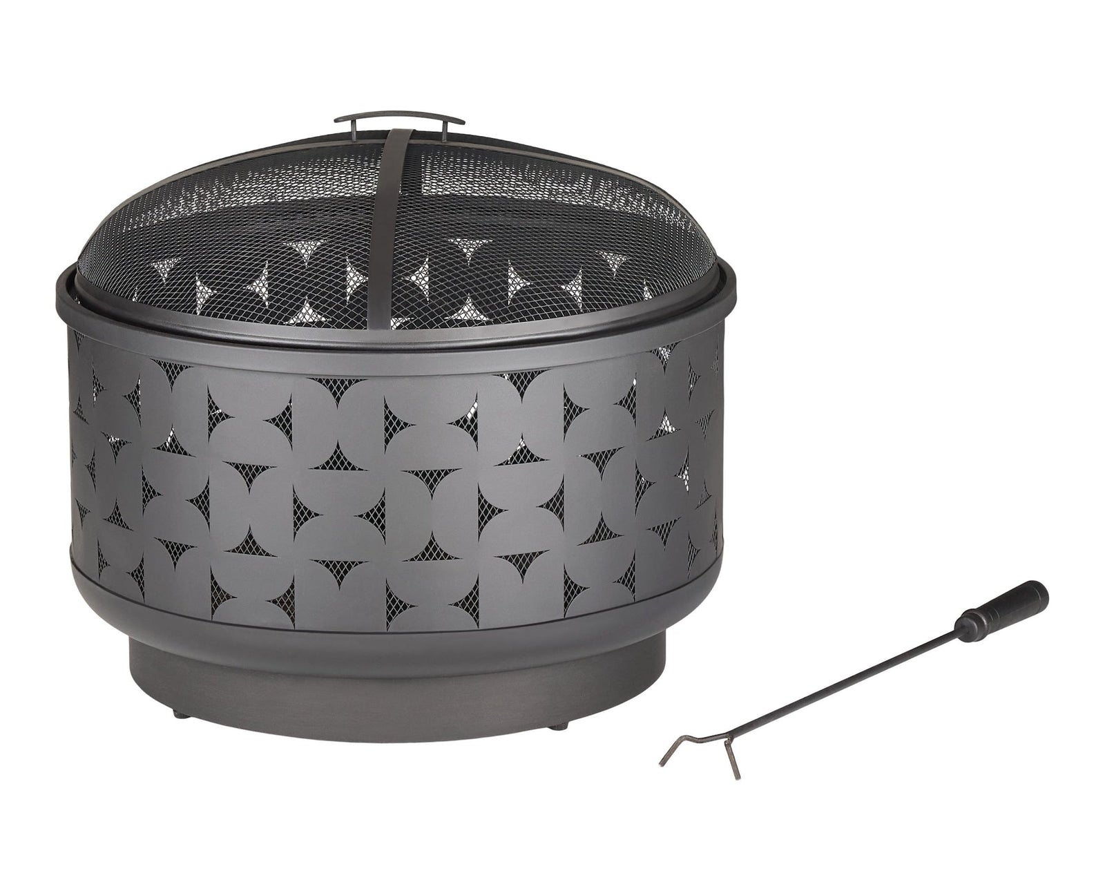 Round Outdoor Wood Burning Fire Pit, Steel, Black, 24-in X7D2 - product image 1