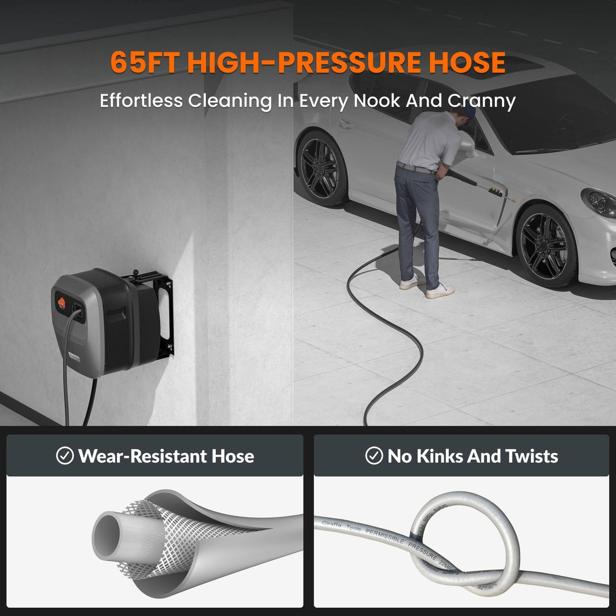 Tools Grandfalls G20 Wall Mounted 1900 PSI 2.2 GPM Brushless Electric Pressure Washer with 65-ft Retractable Hard Hose V7Q4 - product image 5