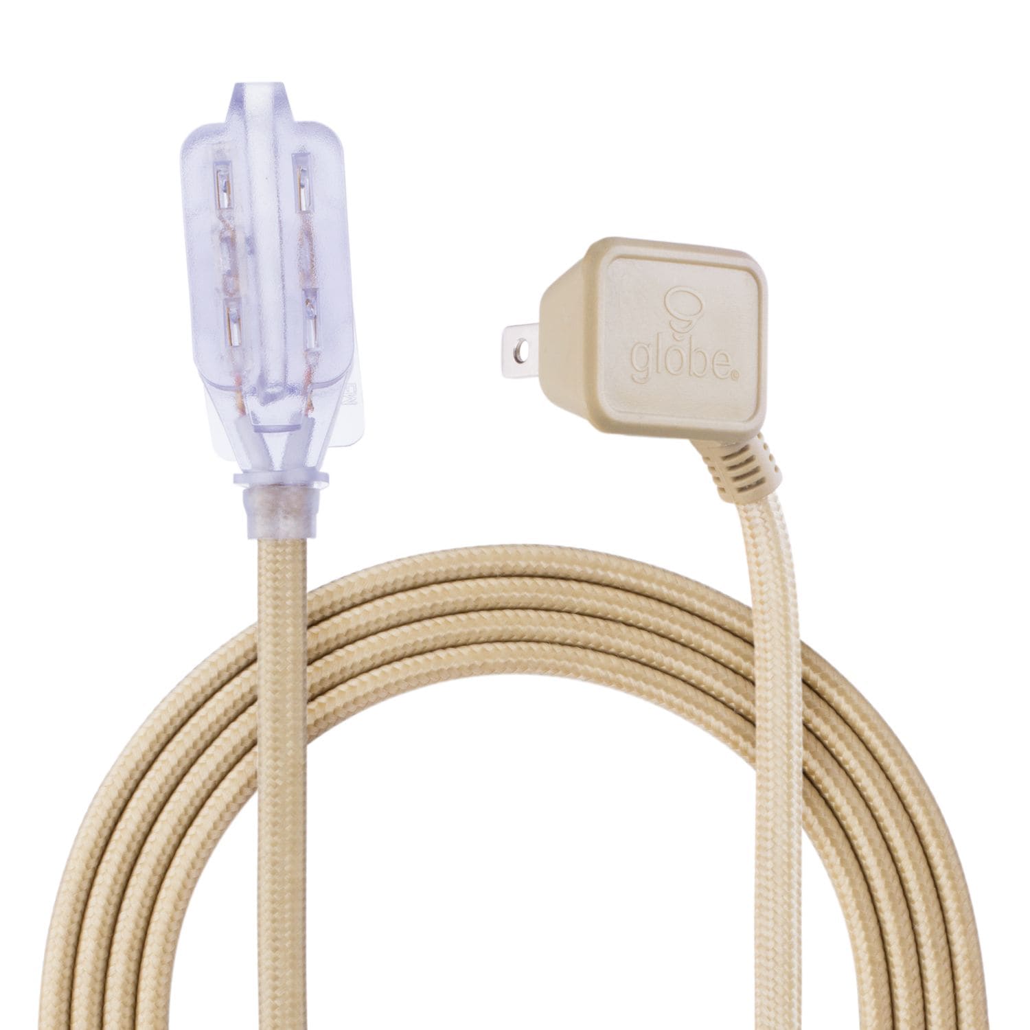 9-ft 16/2 Fabric Extension Cord, Right Angle Plug, 3 Outlets, Gold A5I0 - product image 3