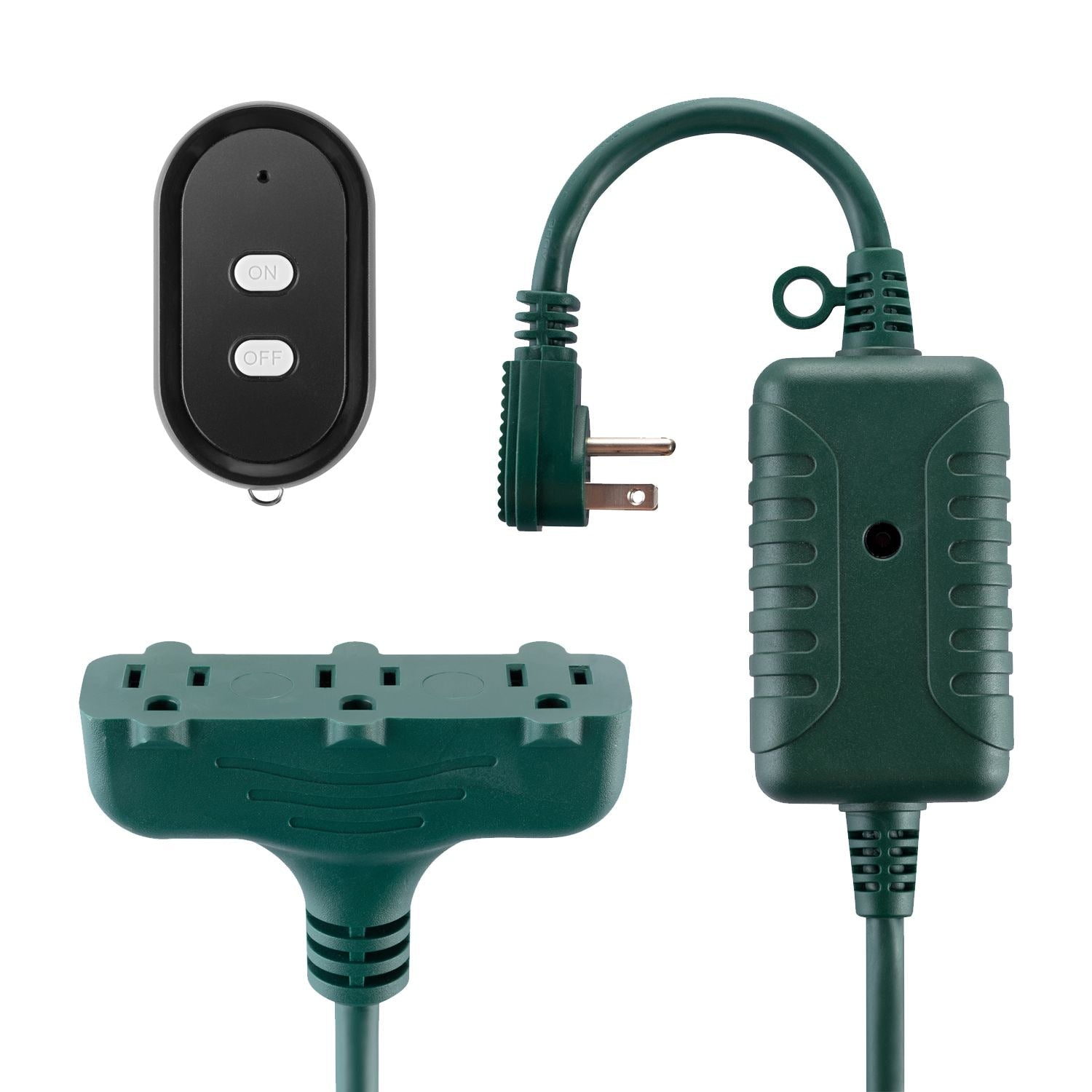 Electric 50-ft 14/3 Outdoor Power Cord with Wireless Remote & 3 Grounded Outlets, Green Q1U1 - product image 1