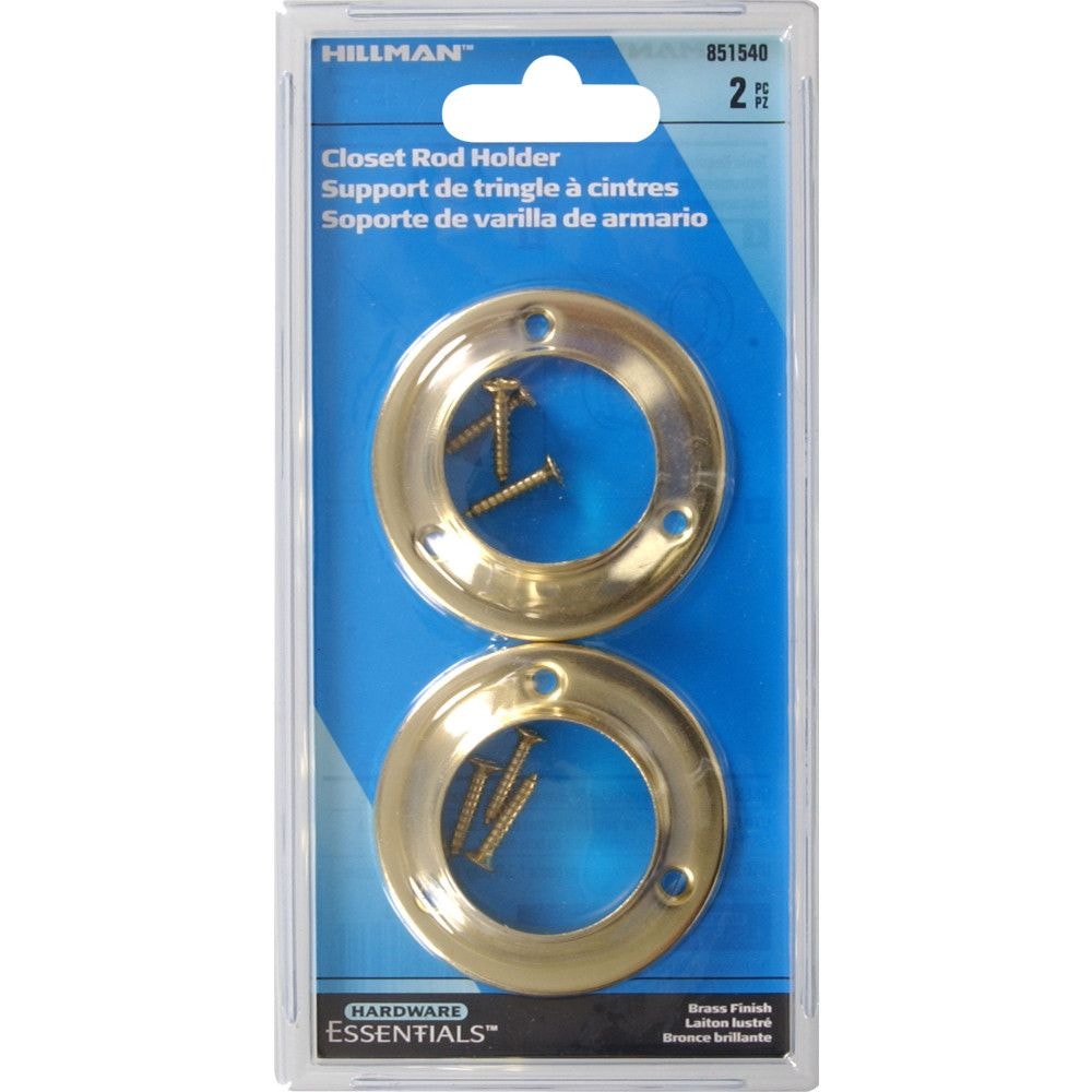 Closet Rod Holder, Mounting Hardware Included, Brass-Plated, 2-pc U5D6 - product image 1