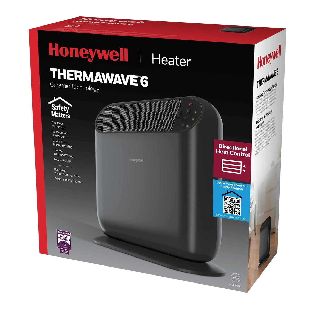 ThermaWave 6 Ceramic Space Heater, 1500W, Black Q3I2 - product image 4