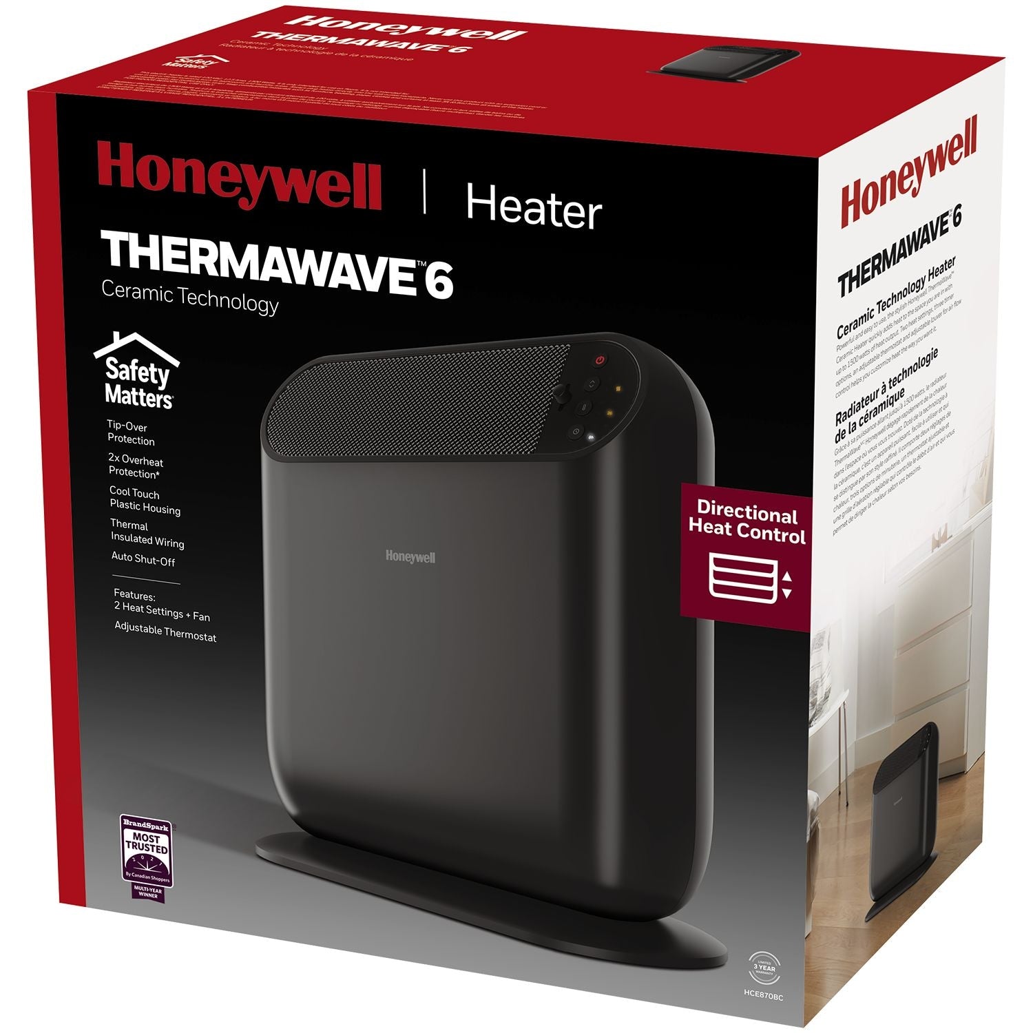 ThermaWave 6 Ceramic Space Heater, 1500W, Black Q3I2 - product image 5