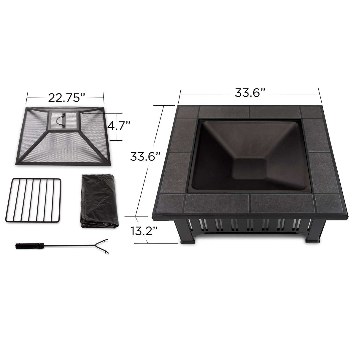 Square Wood Burning Fire Pit in Black, 34-in Q0B5 - product image 5