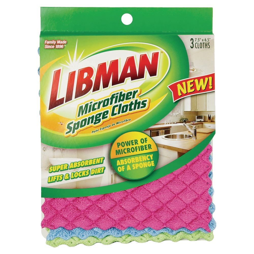 Machine Washable Microfibre Sponge Cloths, Assorted Colours, 3-pk N1C1 - product image 1