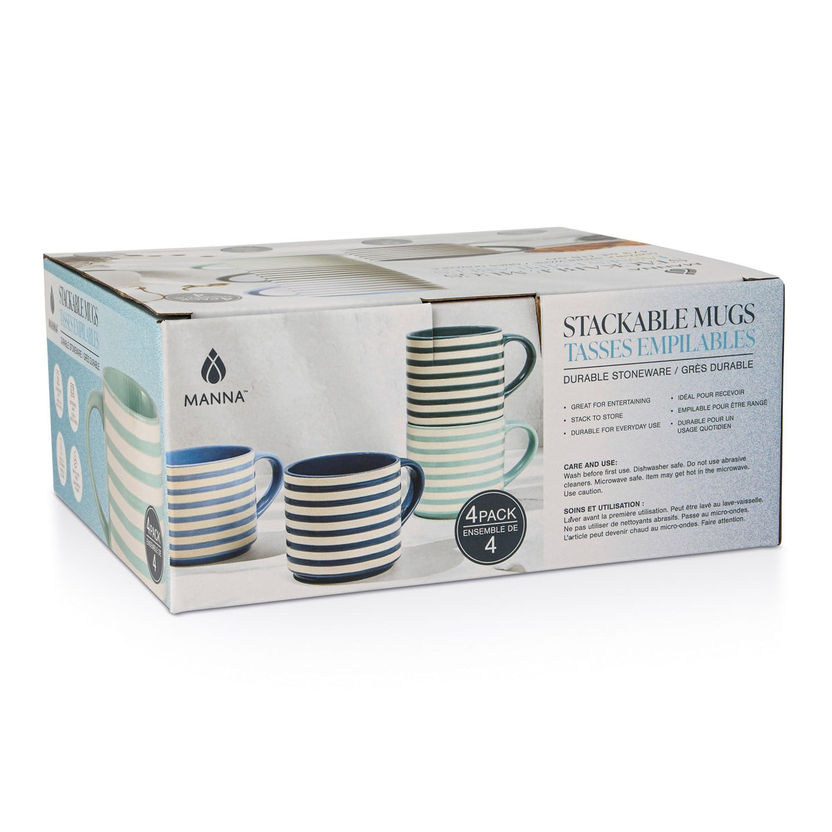 Blue Strip Stackable Mugs, Assorted Colours, 4-pk V1T1 - product image 3