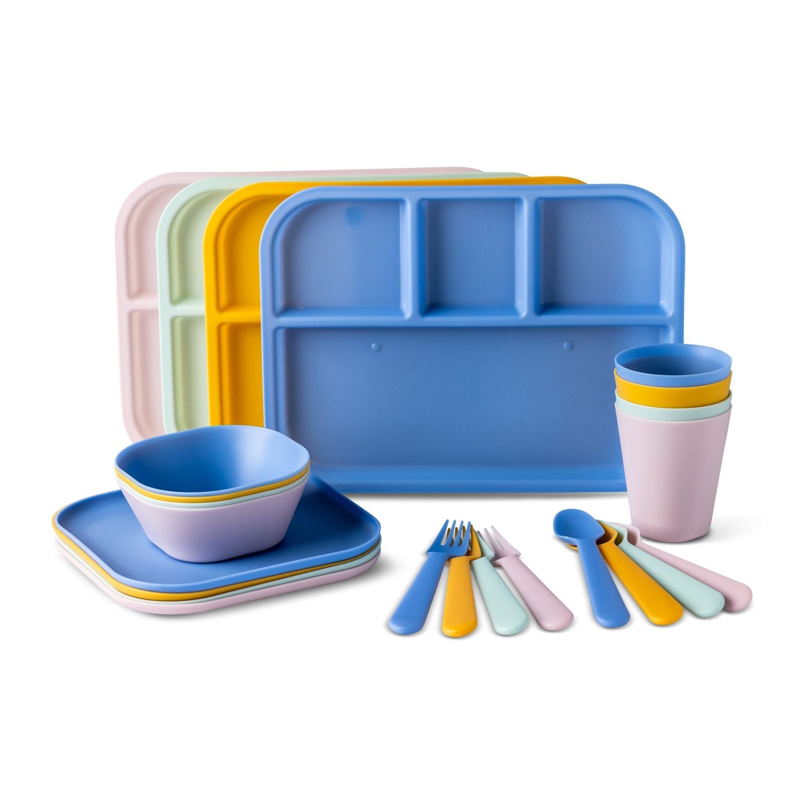 Kids' Plastic Dinnerware Set, Serves 4, 24-pc, Dishwasher Safe U2R8 - product image 1