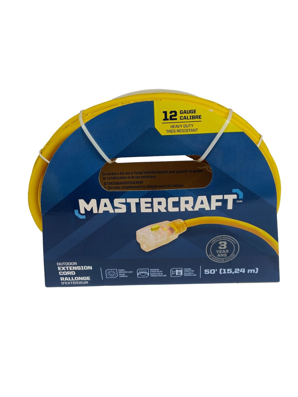 12/3 Outdoor Extension Cord with Lighted end & Locking Connector, Yellow I1J3 - product image 1