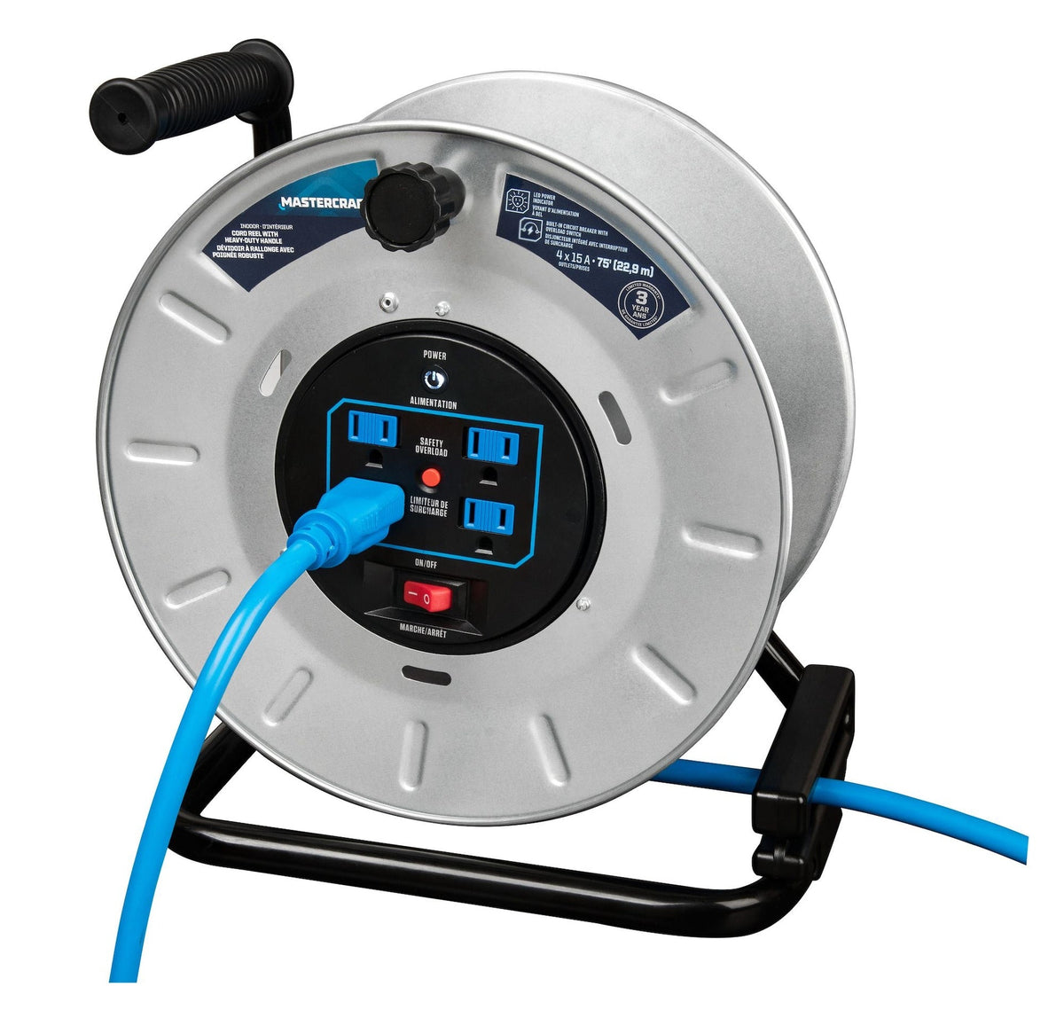 75-ft 15A Retractable Extension Cord Reel W7C4 - product image 5