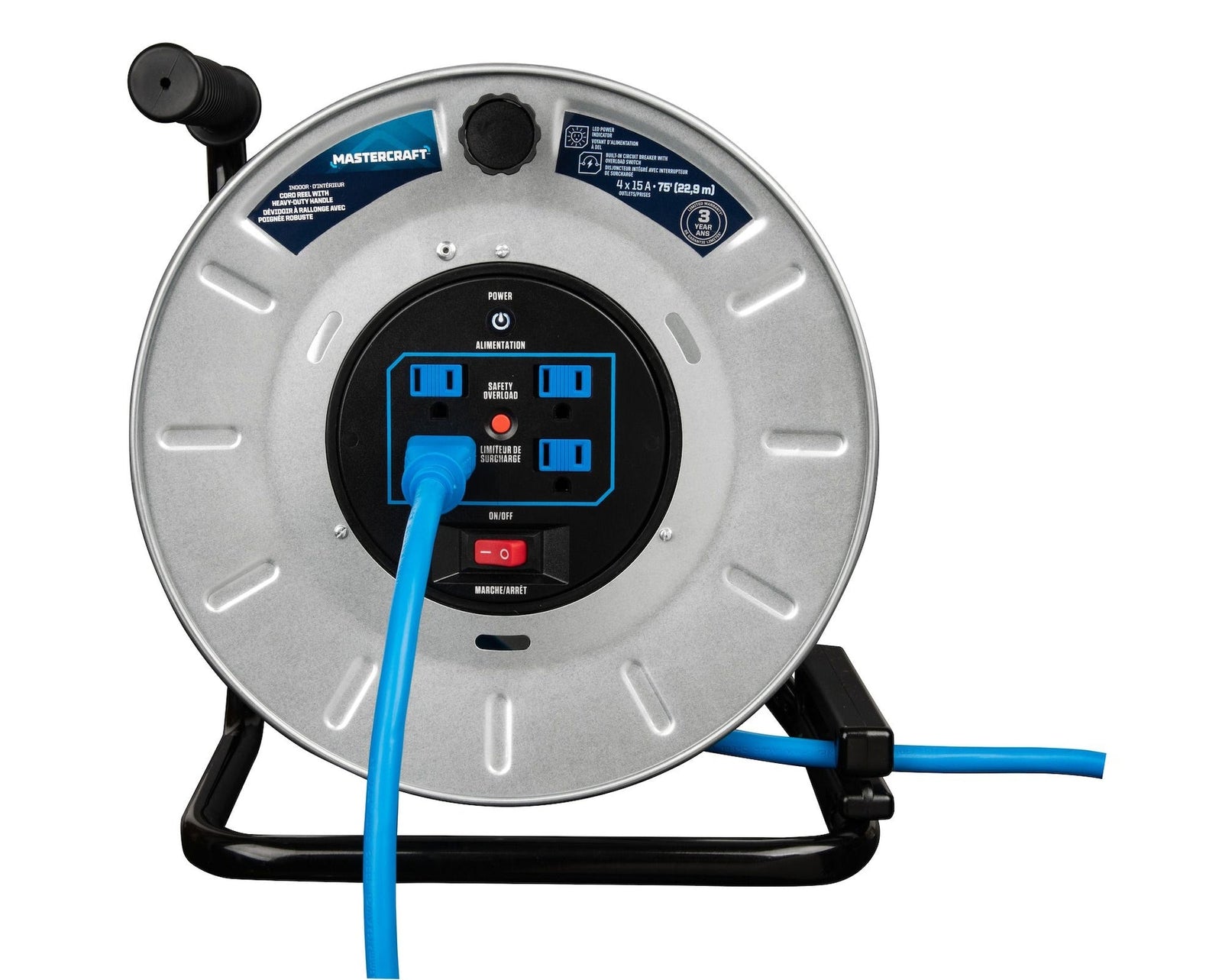 75-ft 15A Retractable Extension Cord Reel W7C4 - product image 7