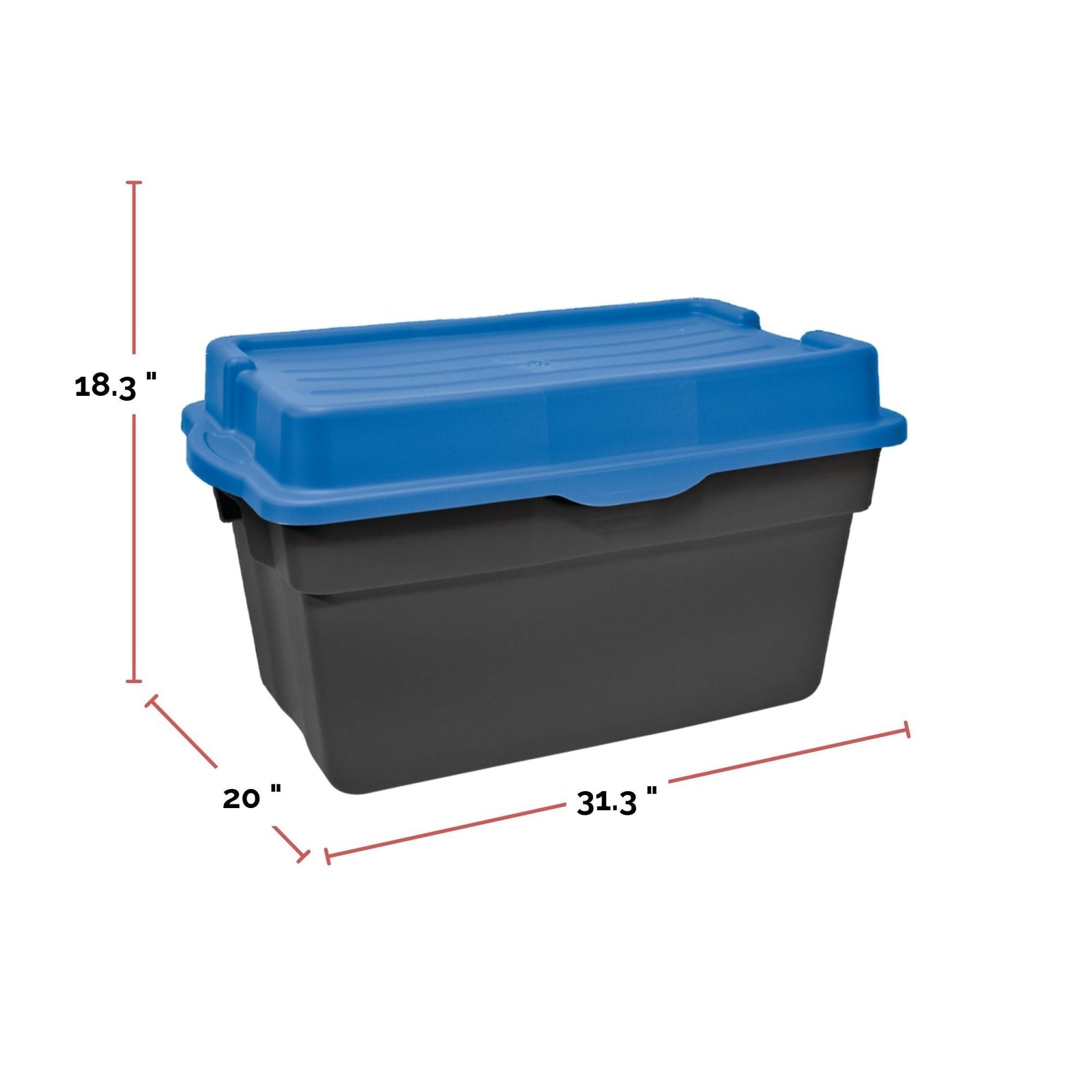 Heavy Duty Stackable Storage Box with Hinged Lid, 132-L, Black/Blue I6E5 - product image 2