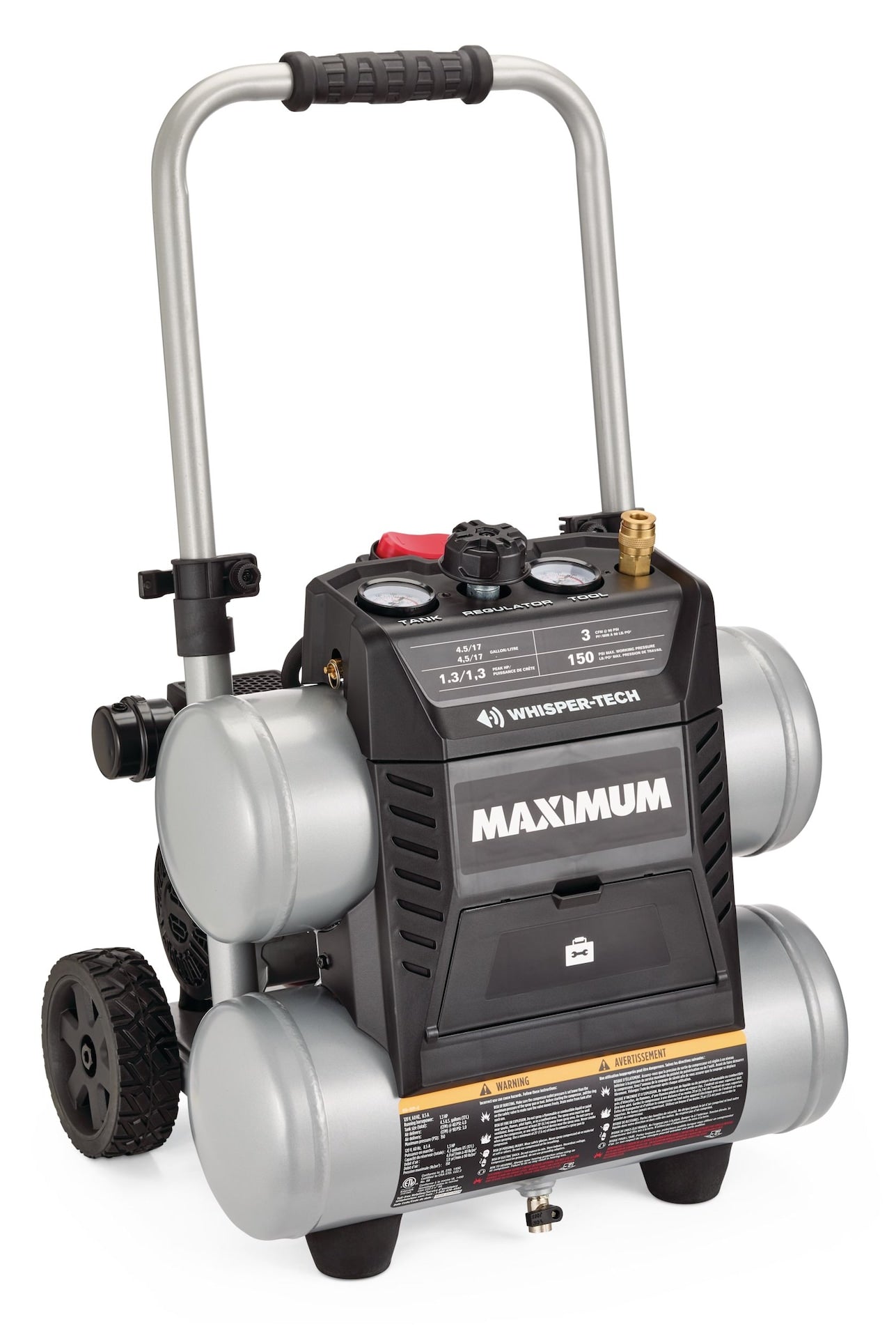 4.5-Gallon Quiet Air Compressor, 150 PSI, 1.3 HP Q0Z0 - product image 1