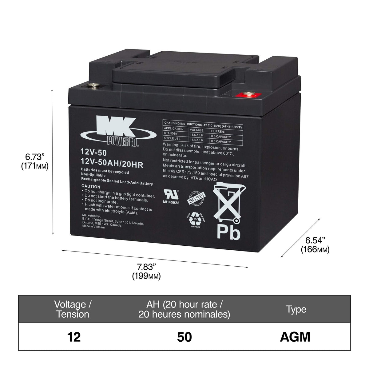 Battery 12-Volt 50 Ah SLA Battery J8E3 - product image 1