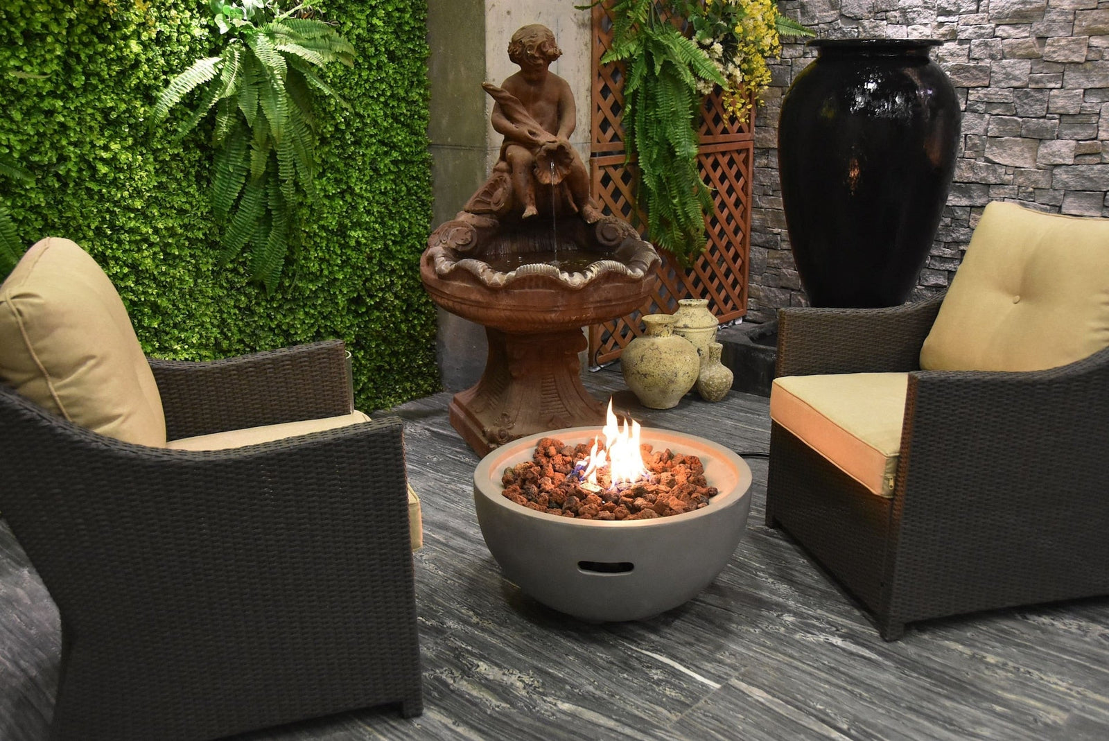 Nantucket Round Propane-Fueled Fire Bowl with Lava Rock & Canvas Cover, 40,000 BTUs, 14-in J9L3 - product image 3